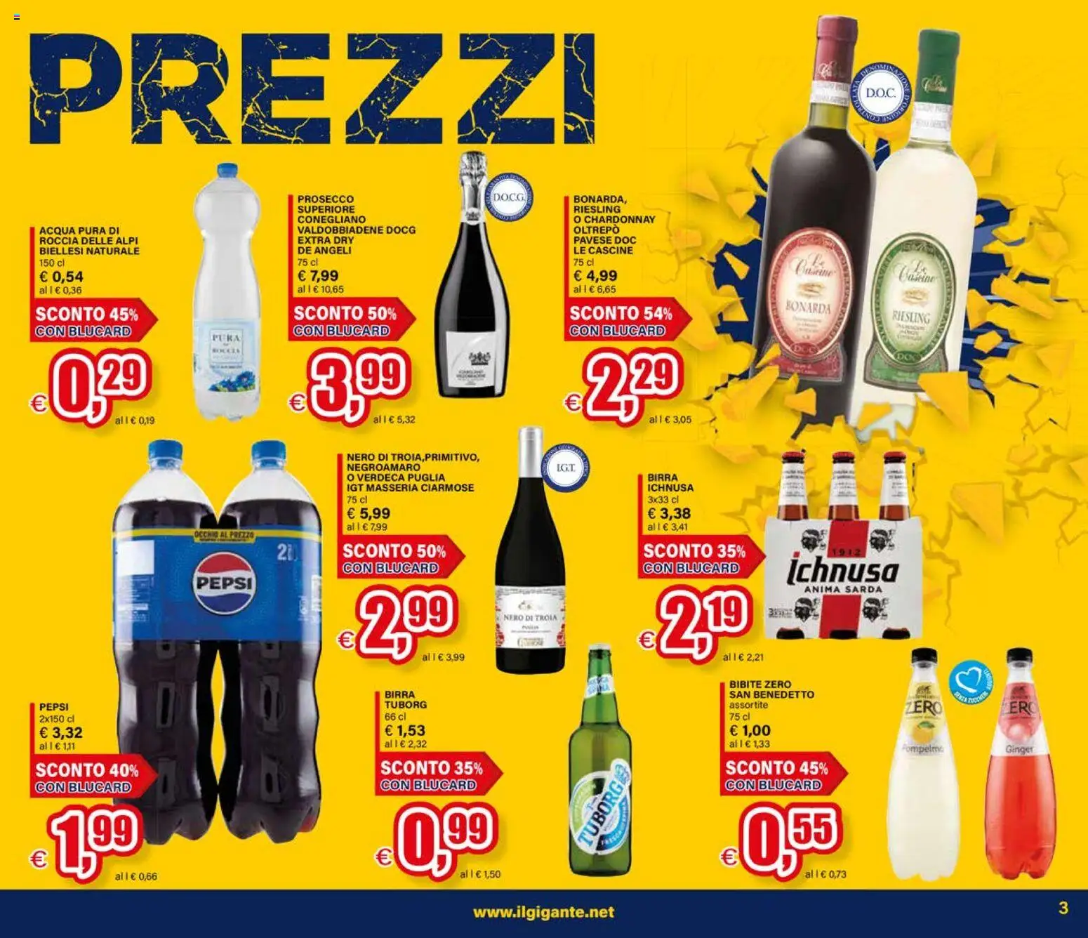 Volantino Il Gigante del 12/10/2026 | Pagina: 3 | Prodotti: Birra, Prosecco, Acqua, Bibite