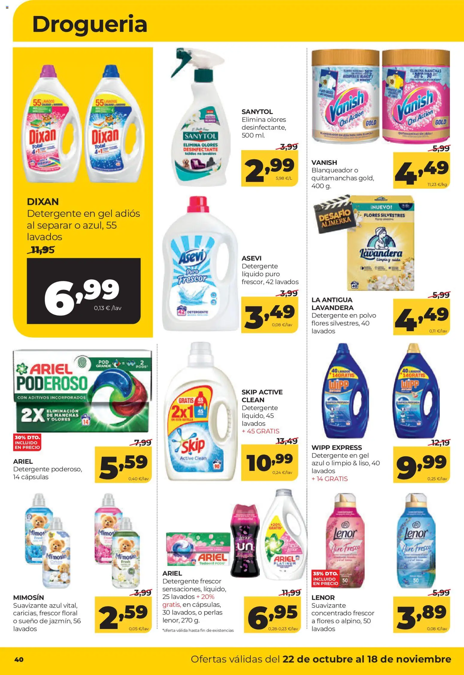 Alimerka folleto Asturias │ válido desde el 22/10/2026 | Página: 42 | Productos: Cápsulas, Quitamanchas, Detergente líquido, Detergente en polvo