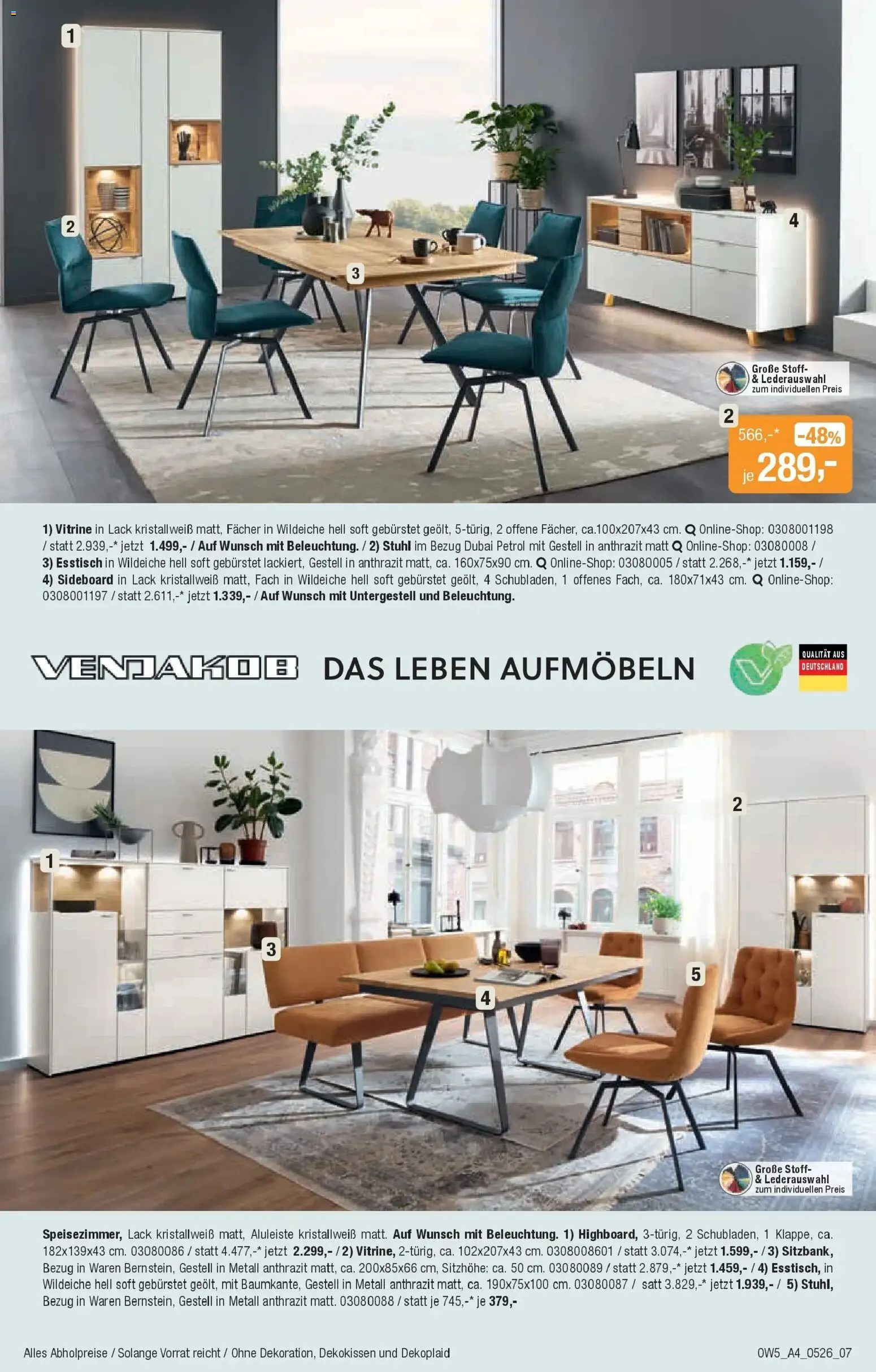 Angebote - DRINNEN & DRAUSSEN Speisen Spezial – gültig ab 28.04.2026 | Seite: 7 | Produkte: Sideboard, Esstisch, Vitrine, Stuhl