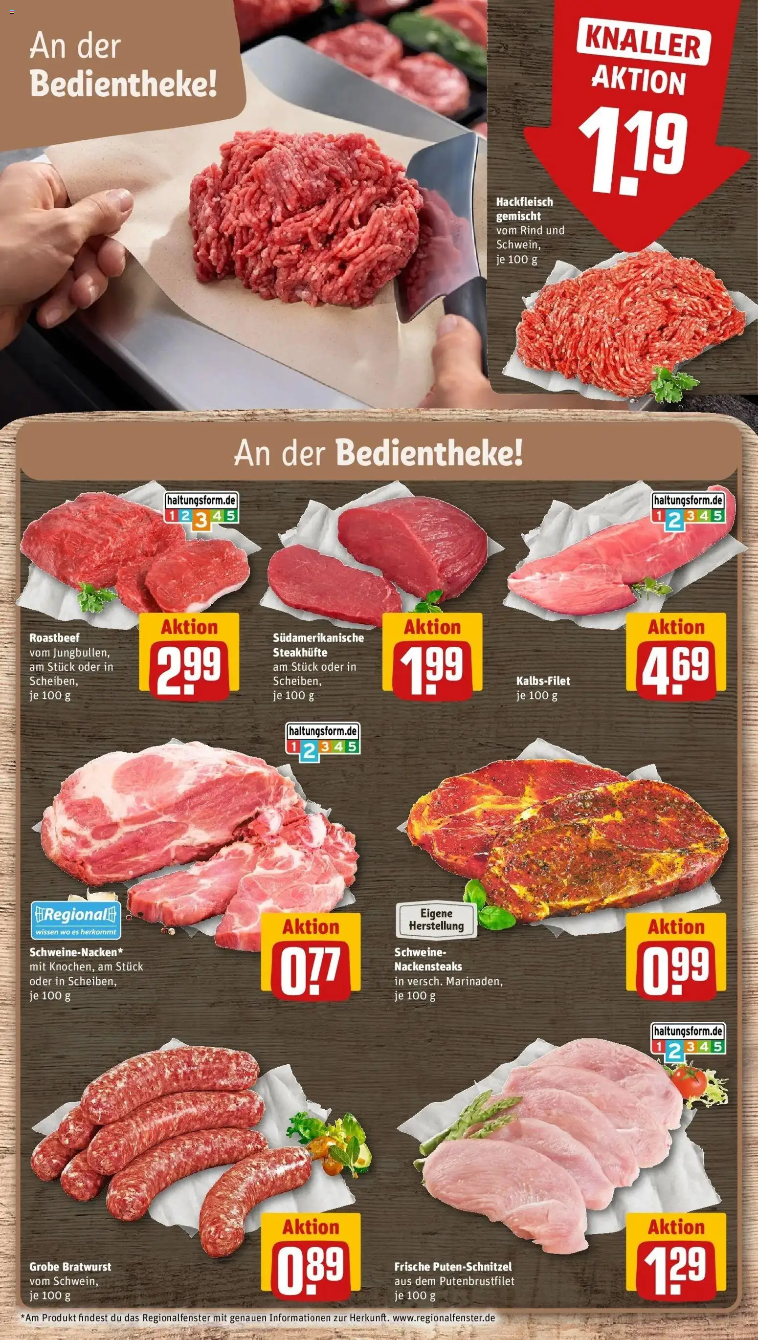REWE Prospekt ab 10.08.2026 zum Blättern » Angebote | Seite: 6 | Produkte: Nackensteaks, Bratwurst, Roastbeef, Hackfleisch