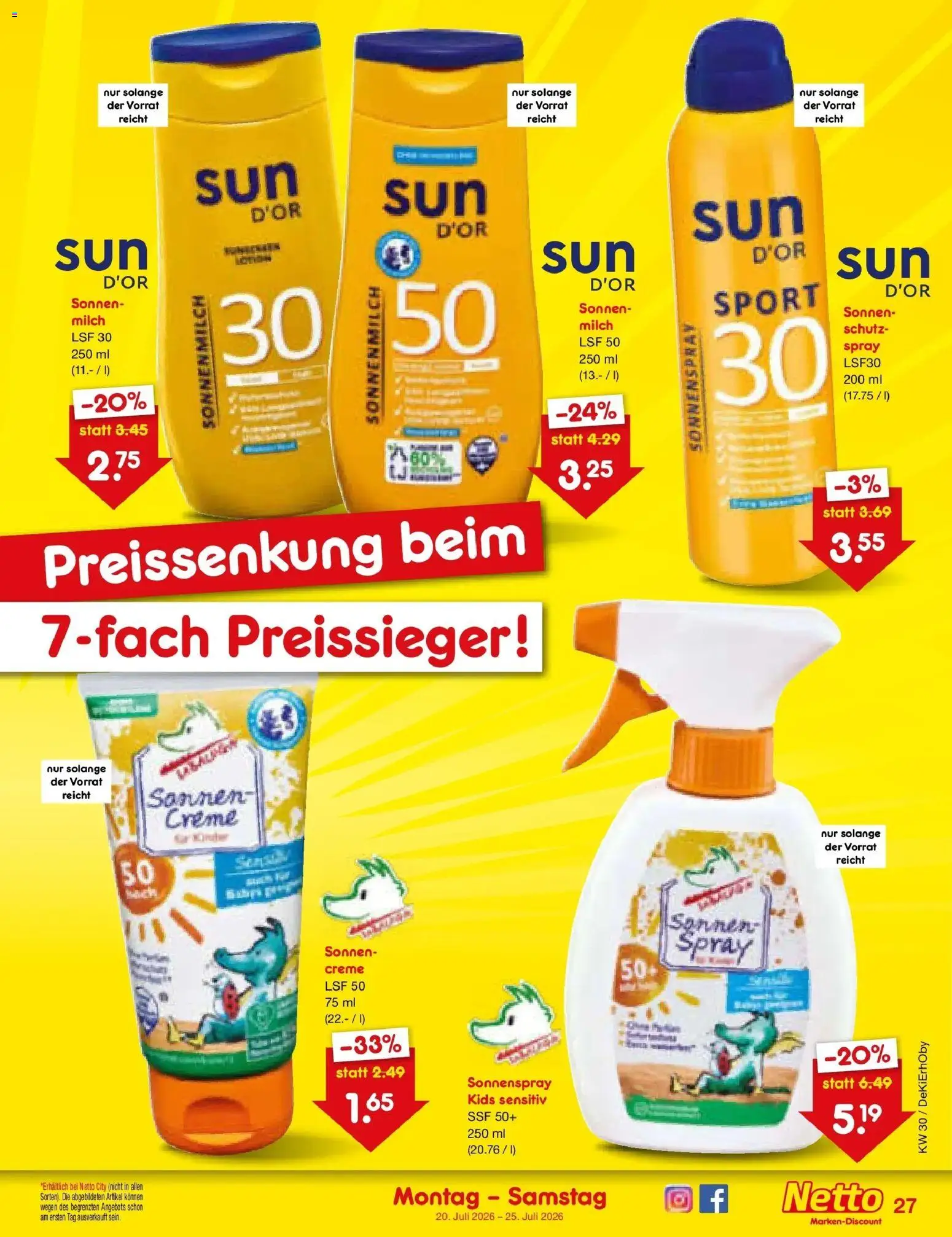 Netto Marken-Discount Prospekt Bad Friedrichshall – gültig ab 20.07.2026 | Seite: 43 | Produkte: Milch, Creme