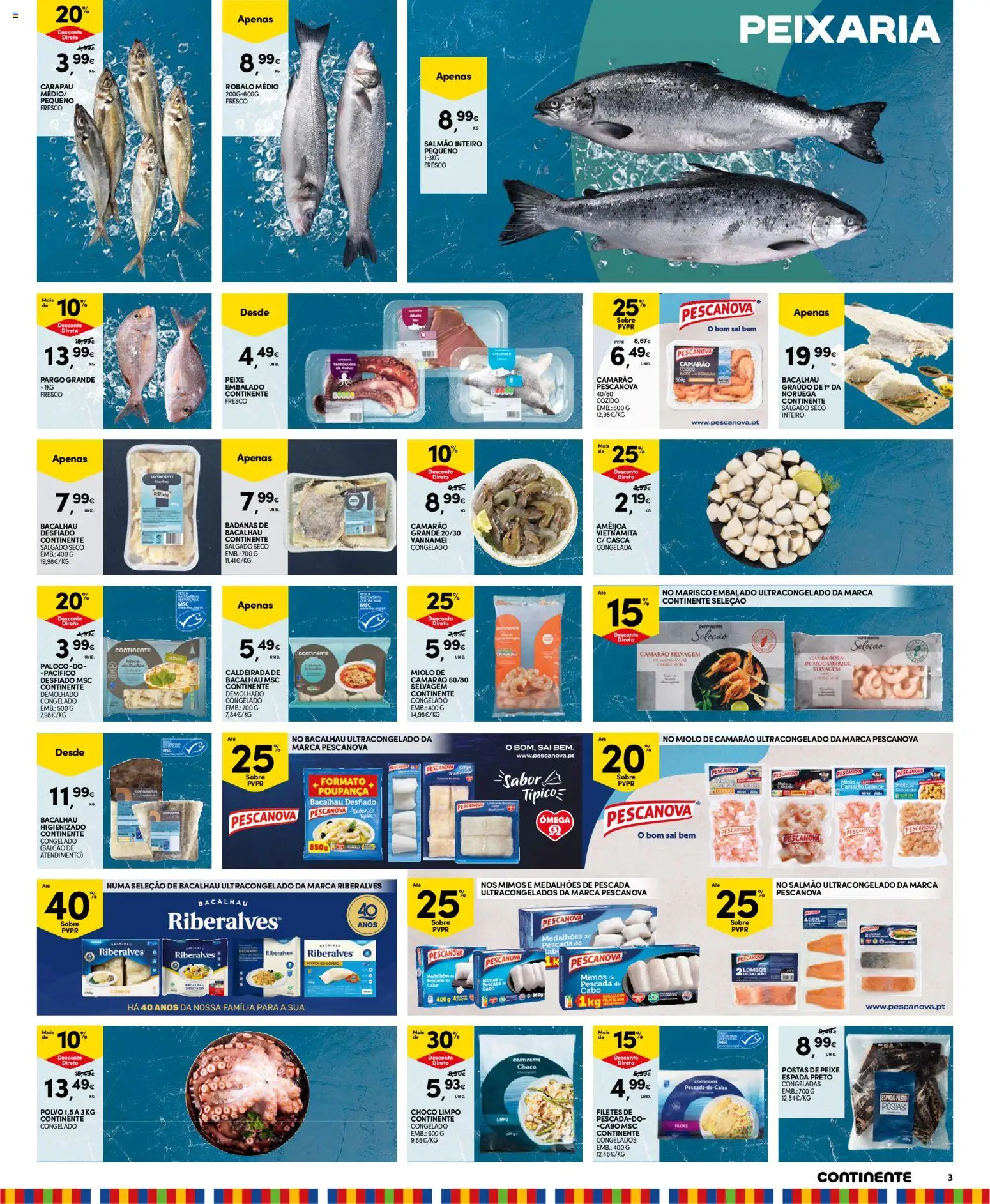 Continente folheto Madeira │ válido de 20/10/2026 | Página: 3 | Produtos: Pescada, Camarão, Ómega, Salmão