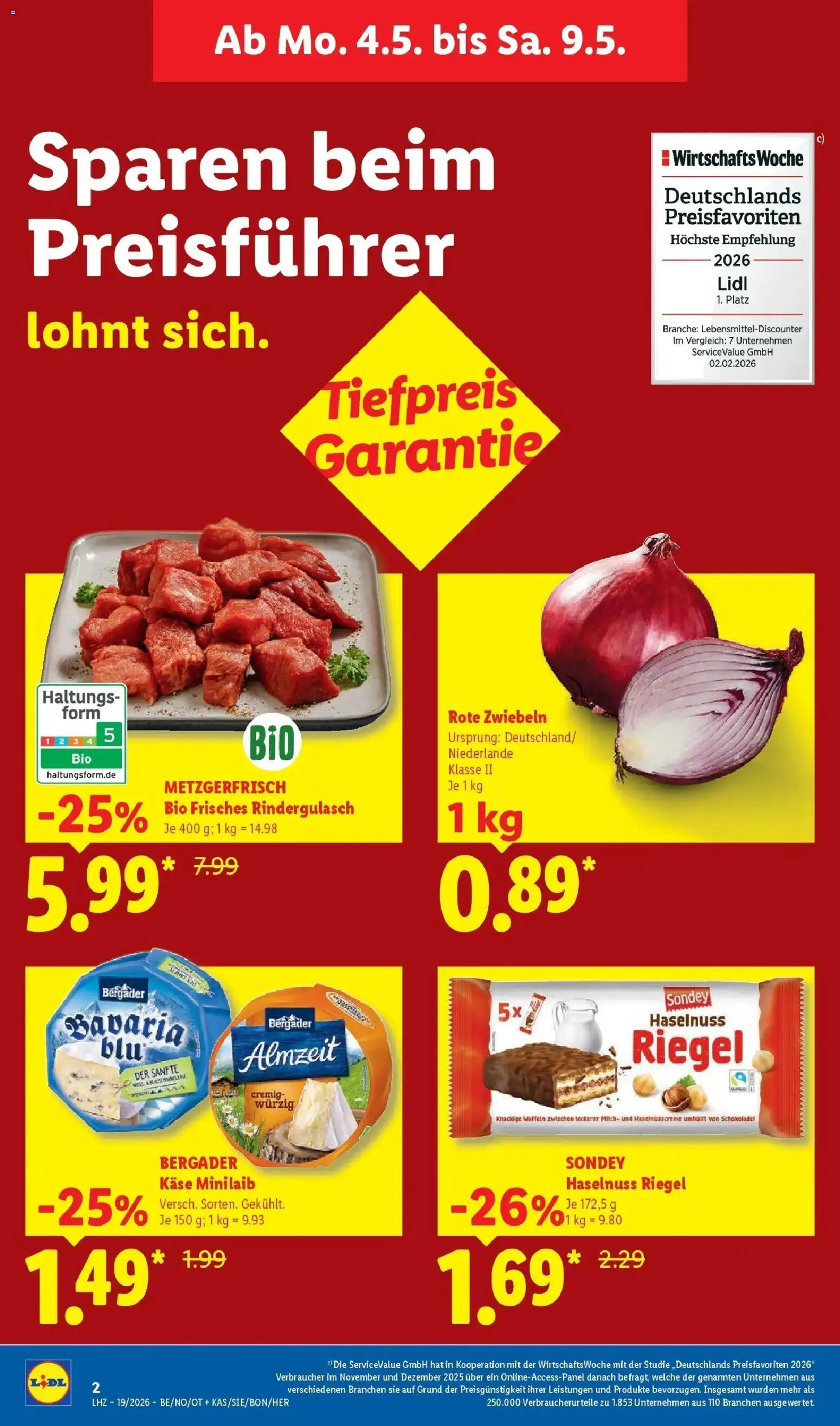 Lidl Prospekt Mahlow – gültig ab 04.05.2026 | Seite: 6 | Produkte: Rindergulasch, Käse, Creme, Waffeln