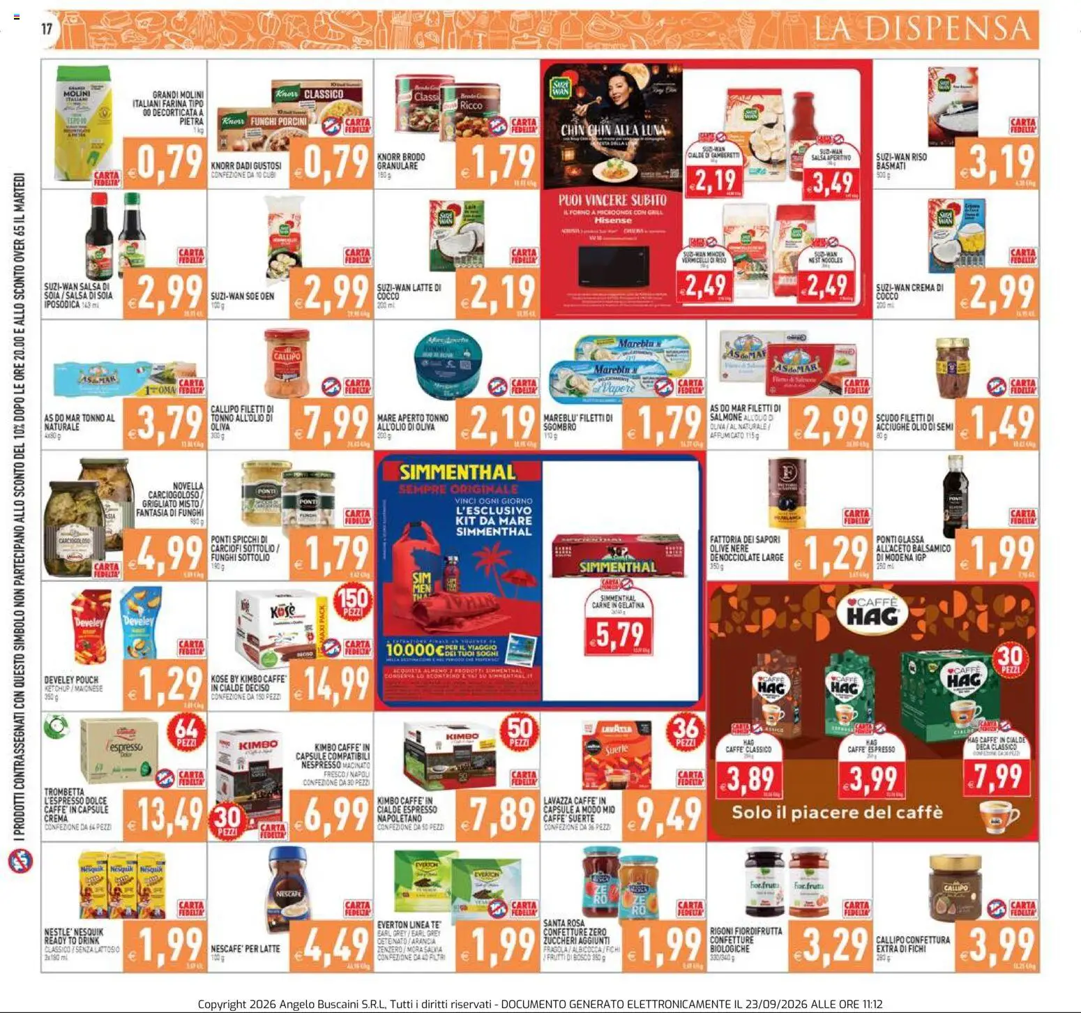 Volantino PIM Supermercati del 23/09/2026 | Pagina: 17 | Prodotti: Salmone, Tonno, Carne, Lavazza
