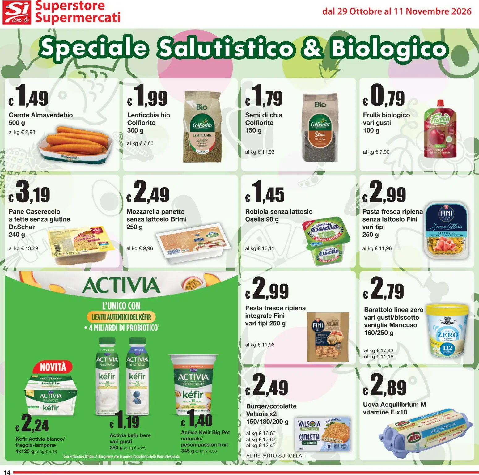 Volantino Sì con Te del 29/10/2026 | Pagina: 14 | Prodotti: Uova, Pane, Lenticchie, Spinaci