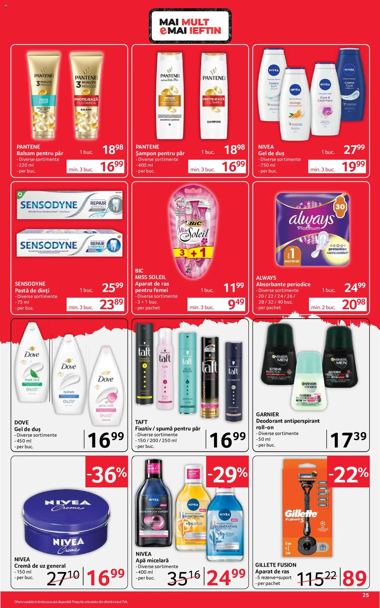 Noul catalog Selgros – valabil de la 10.07.2026 | Pagină: 25 | Produse: Duș, Balsam, Antiperspirant, Absorbante