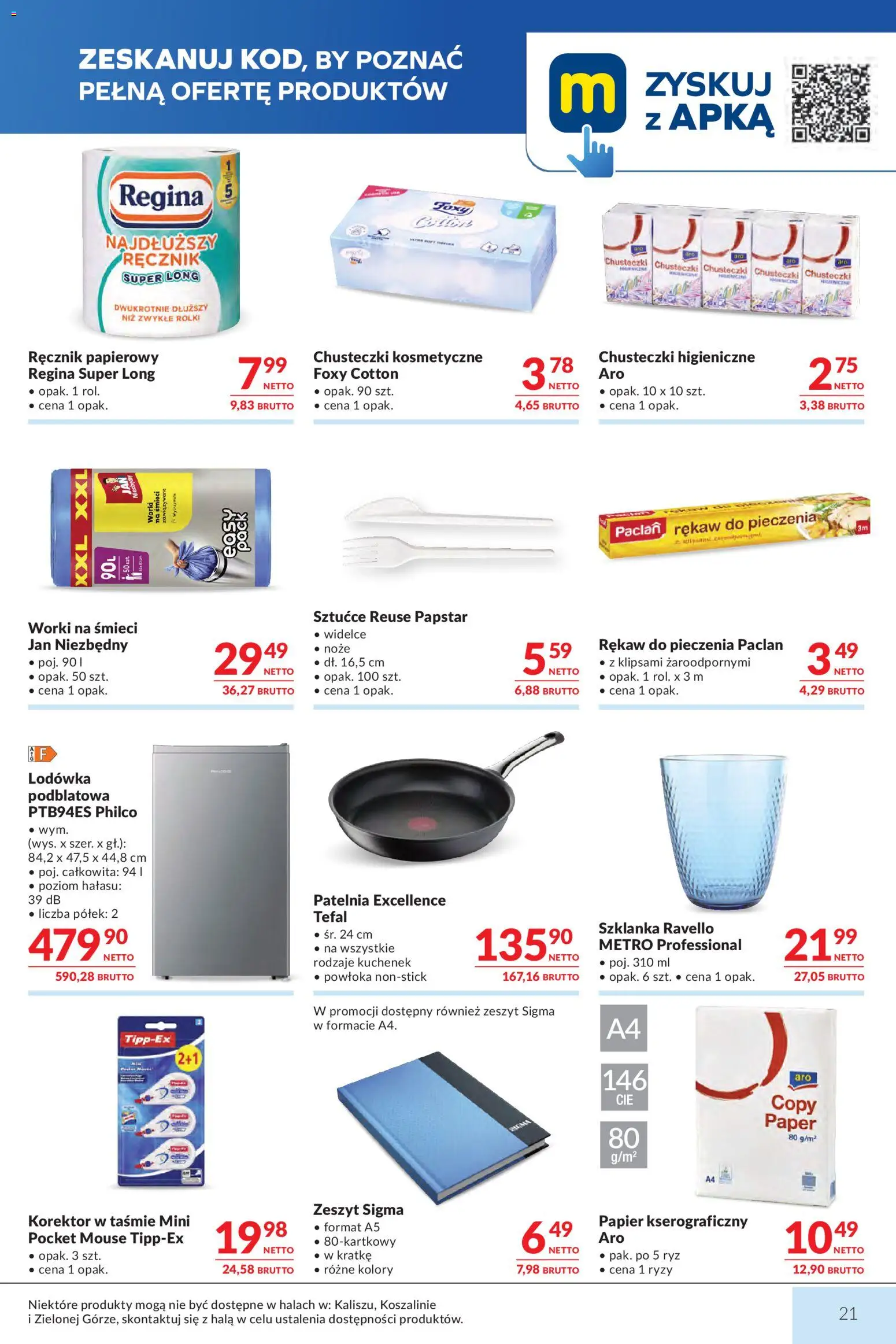 Makro gazetka od 01.09.2026 | Strona: 21 | Produkty: Szklanka, Worki na śmieci, Chusteczki, Rolki