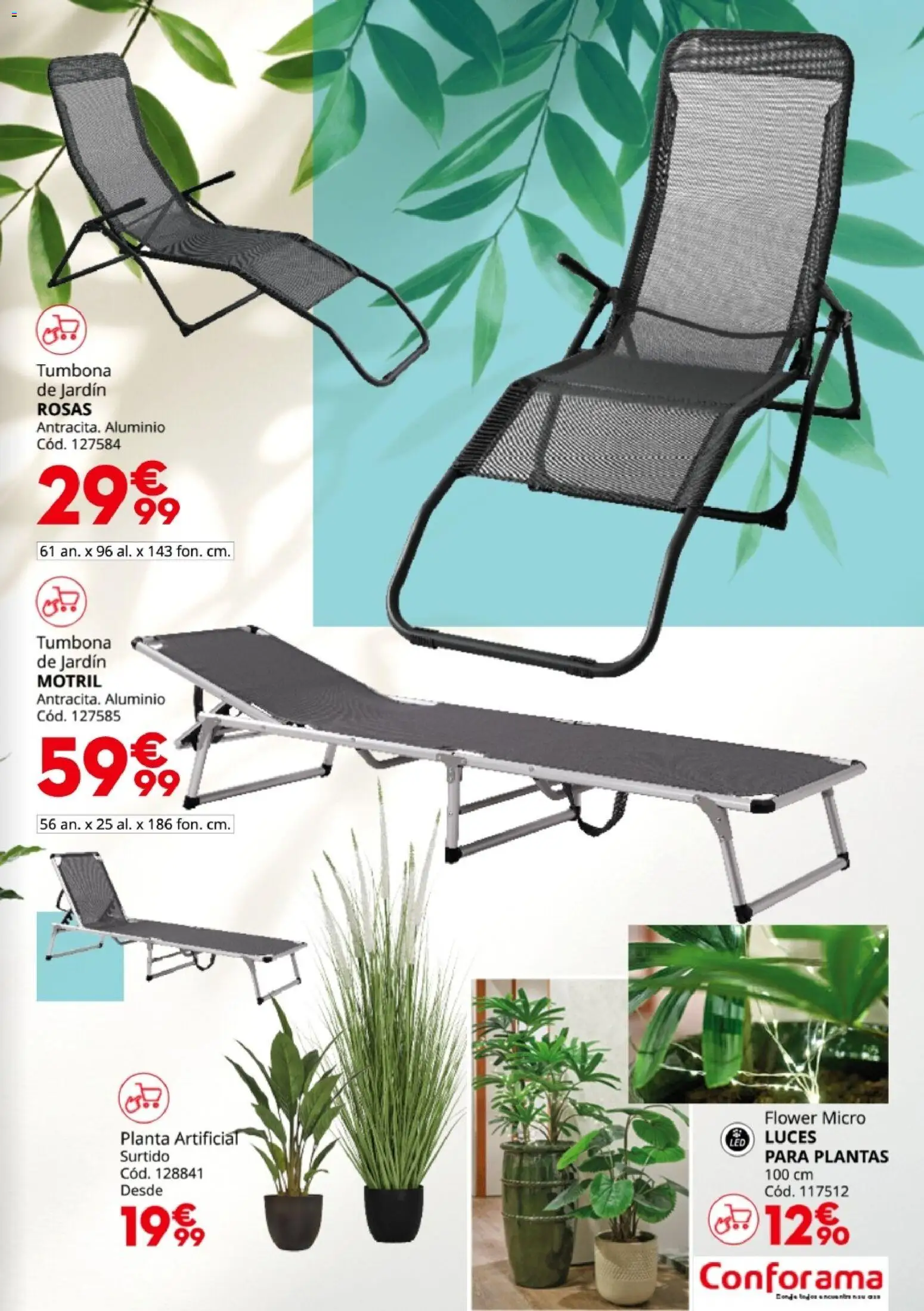 Conforama Guía Jardín 2026 │ válido desde el 19.03.2026 | Página: 33 | Productos: Planta artificial, Tumbona