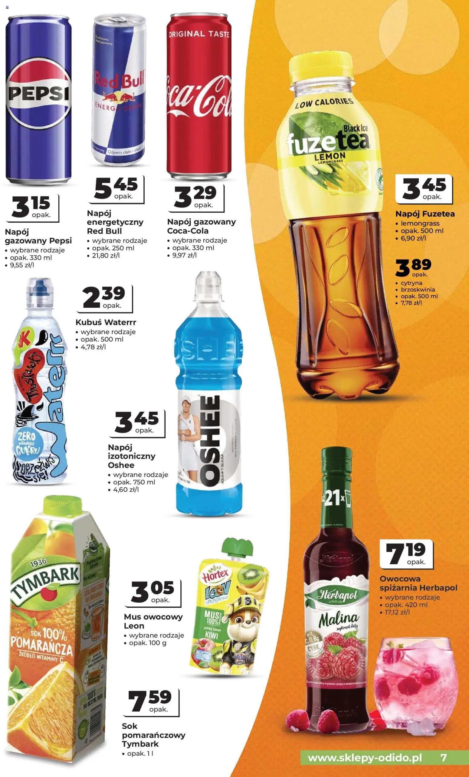 Odido gazetka od 16.09.2026 | Strona: 7 | Produkty: Red bull, Tymbark, Pepsi, Oshee