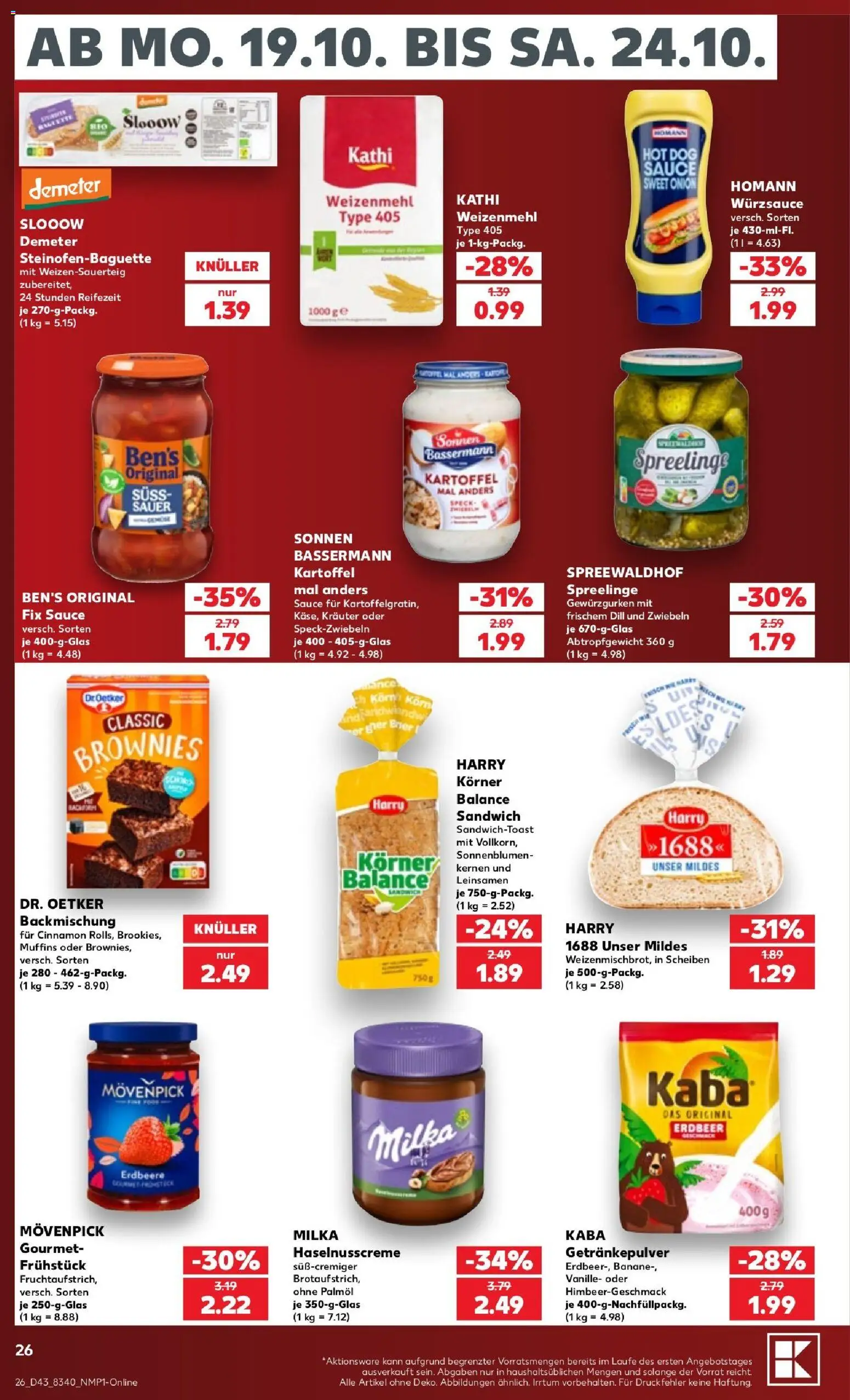 Kaufland Prospekt Berlin – gültig ab 19.10.2026 | Seite: 26 | Produkte: Weizenmehl, Milka, Vanille, Dill
