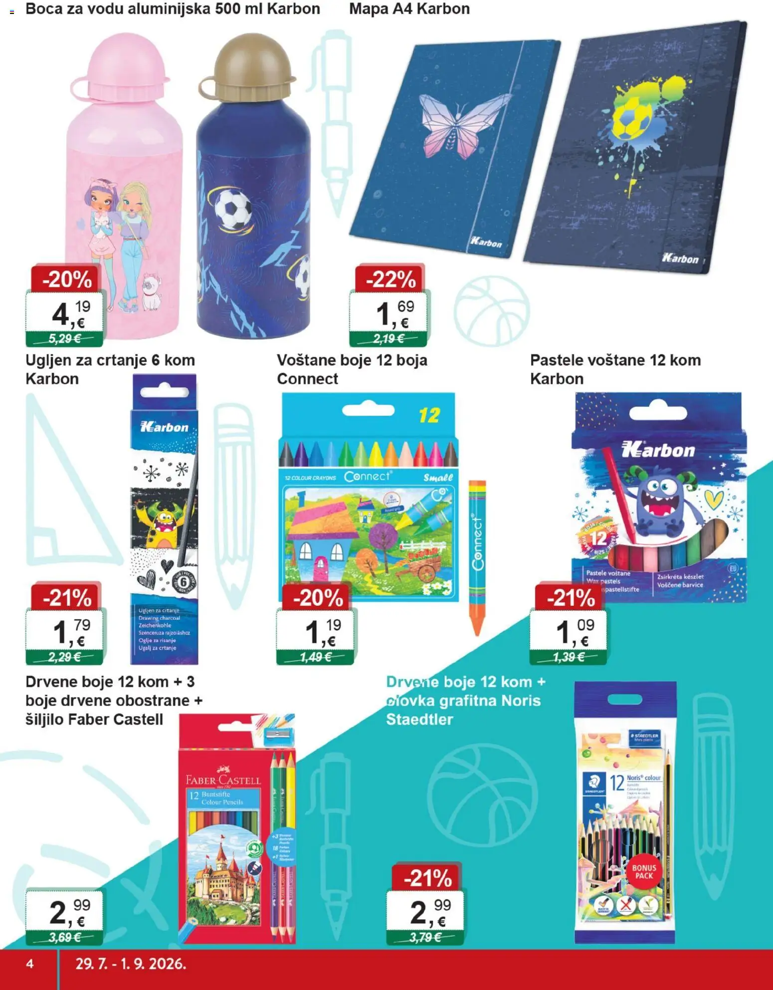 KTC katalog | vrijedi od 29.07.2026 | Stranica: 4 | Proizvodi: Voštane boje, Šiljilo, Boca za vodu