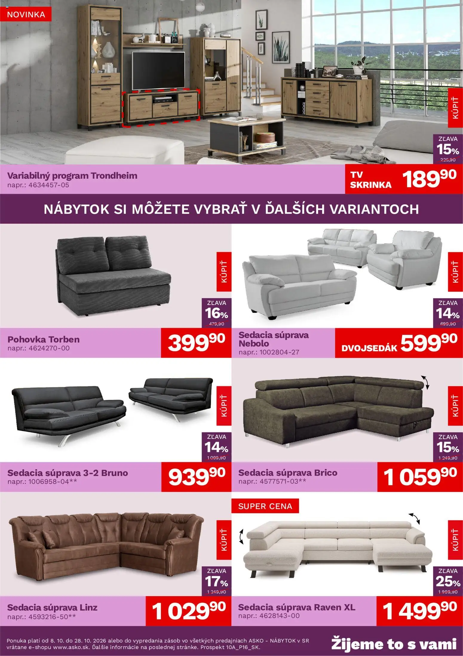 Nové ASKO nábytok akcie – leták je platný od 08.10.2026 | Strana: 2 | Produkty: Nábytok, Sedacia súprava, Pohovka, Skrinka