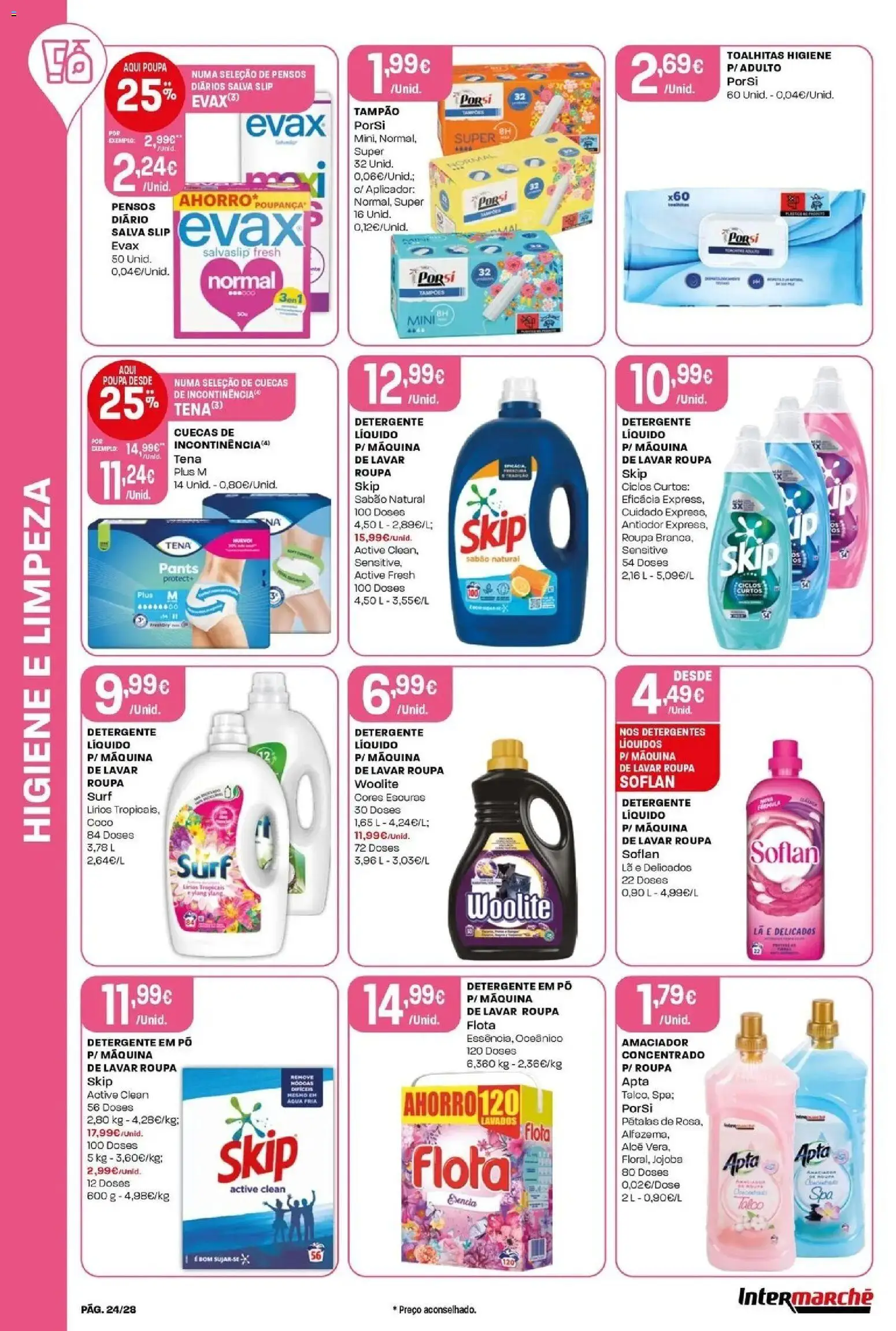 Intermarché - Isto é que são preços BAIXOS │ válido de 04.06.2026 | Página: 24 | Produtos: Agua, Máquina de lavar, Pó, Sabão