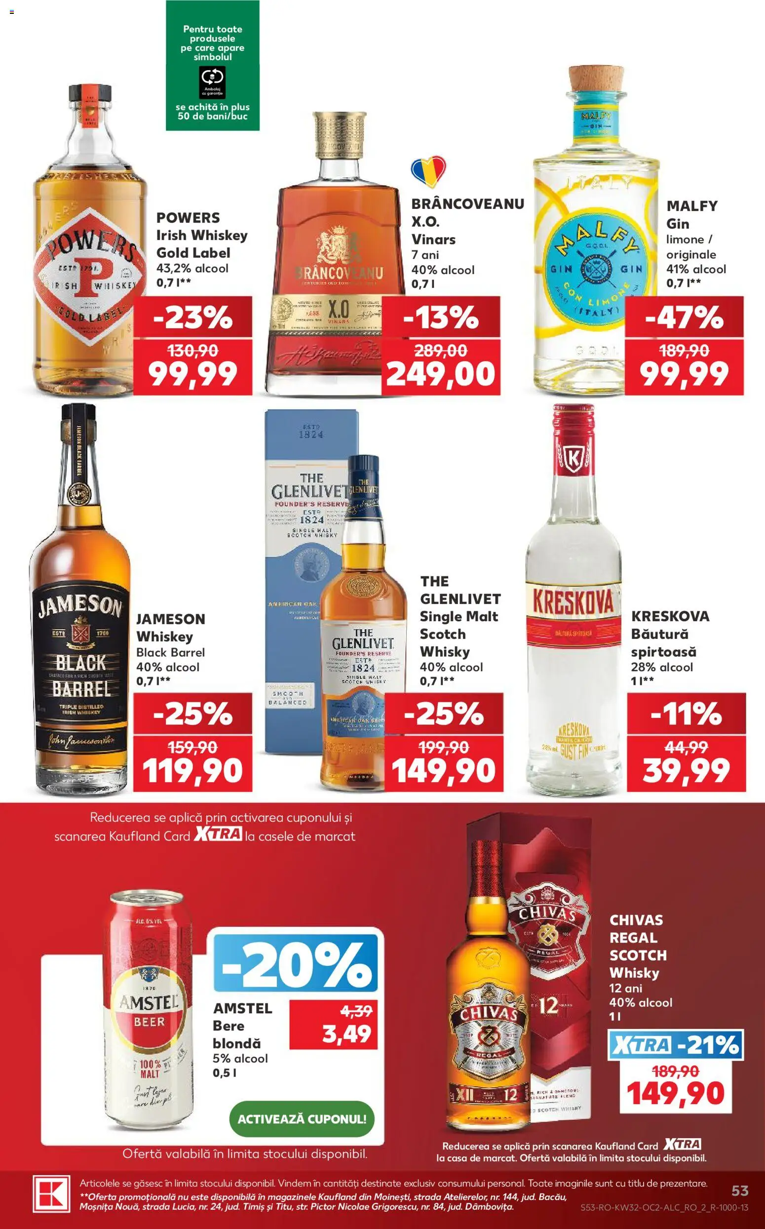 Noul catalog Kaufland – valabil de la 05.08.2026 | Pagină: 53 | Produse: Bere, Whiskey