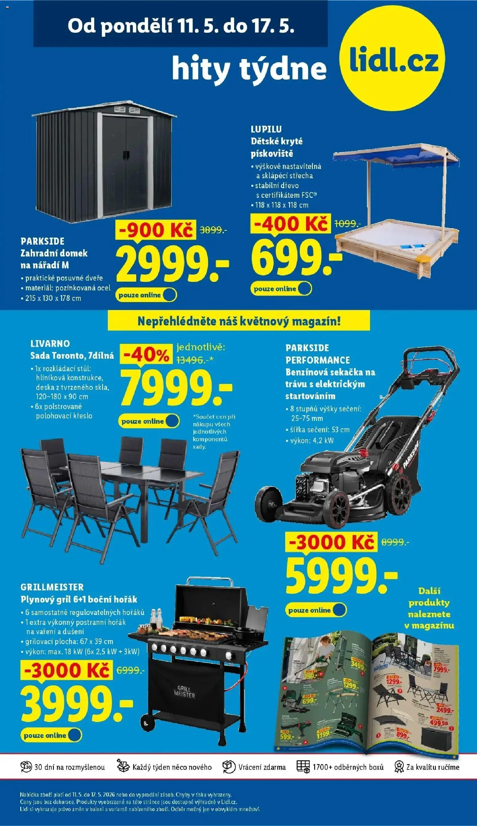Lidl aktuální leták od 14.05.2026 | Strana: 41 | Produkty: Pískoviště, Zahradní domek, Nářadí, Sekačka