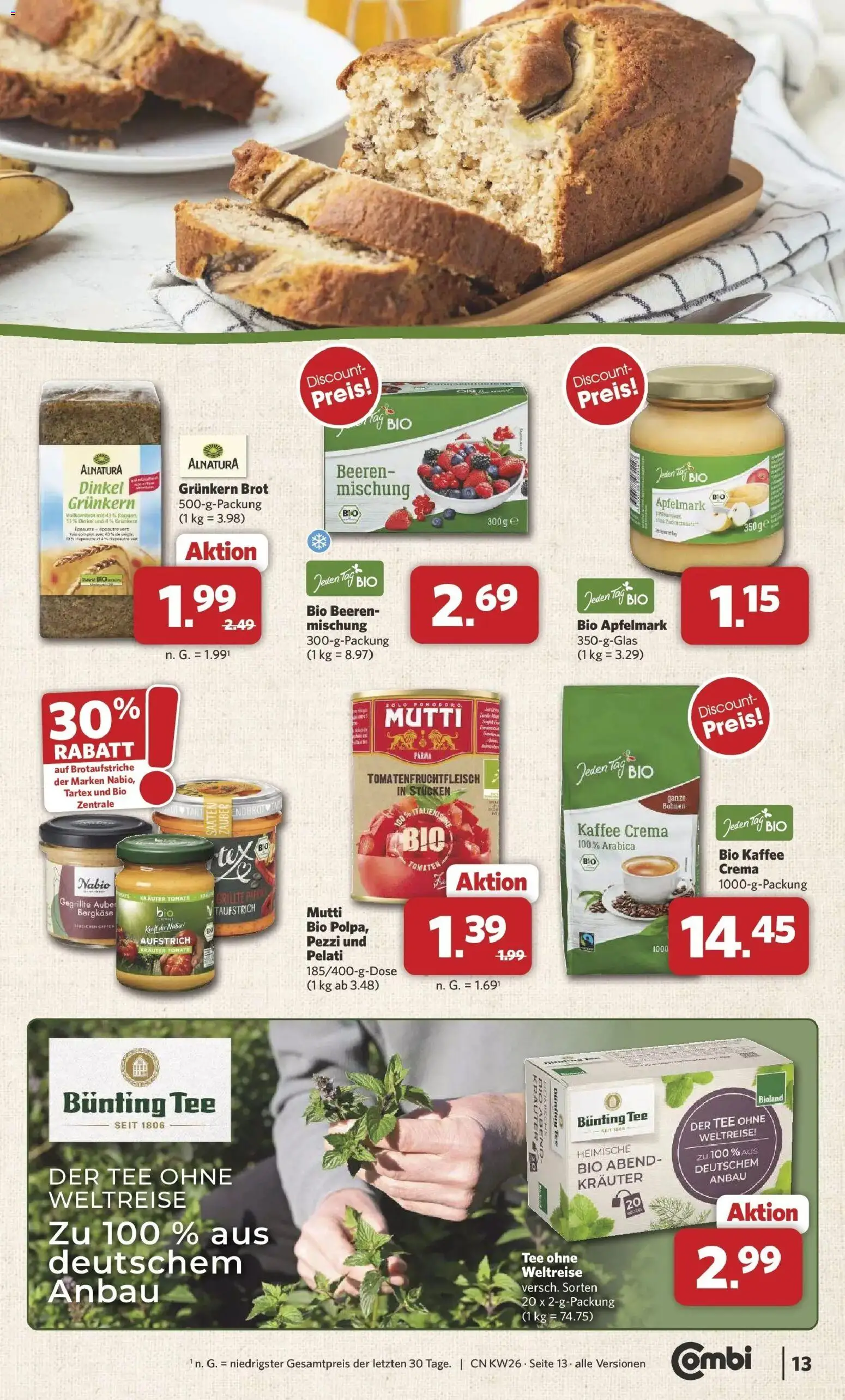Combi Prospekt Celle – gültig ab 22.06.2026 | Seite: 13 | Produkte: Kaffee, Tomaten, Brot, Tee