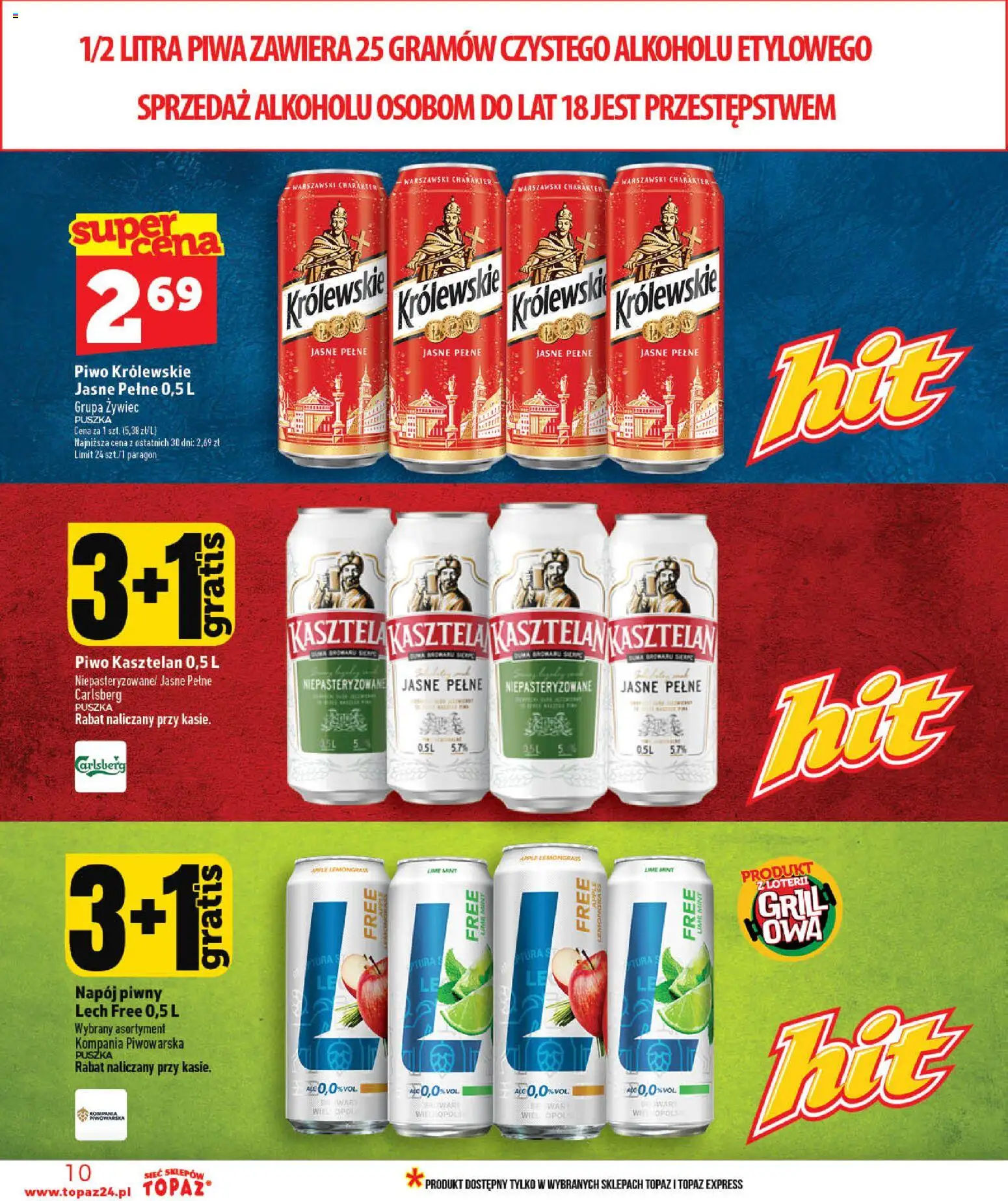 Topaz gazetka - Ceny małe na stałe od 03.06.2026 | Strona: 10 | Produkty: Grill, Piwo