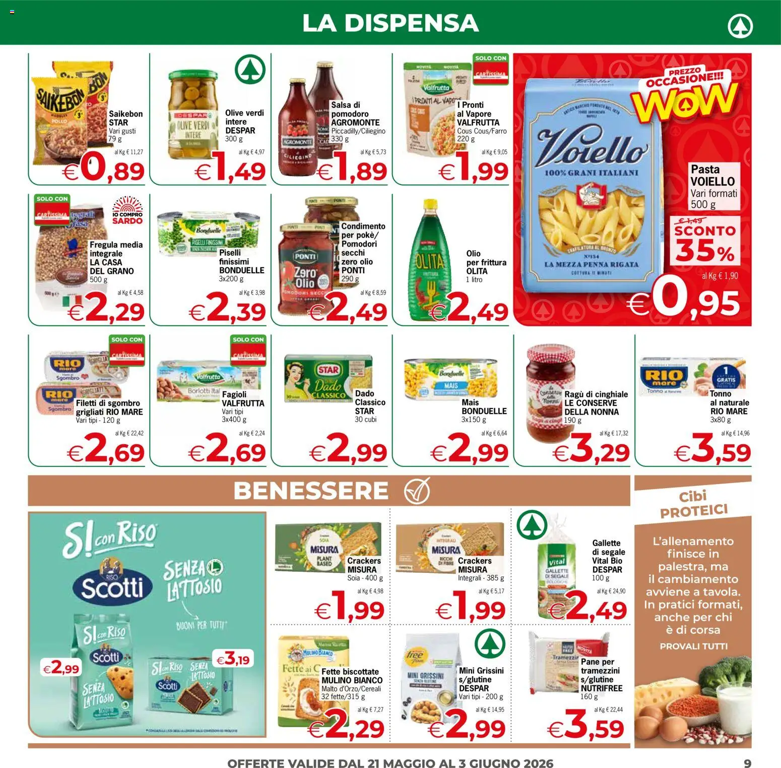 Volantino Despar del 21.05.2026 | Pagina: 9 | Prodotti: Salsa, Pasta, Gallette, Sgombro
