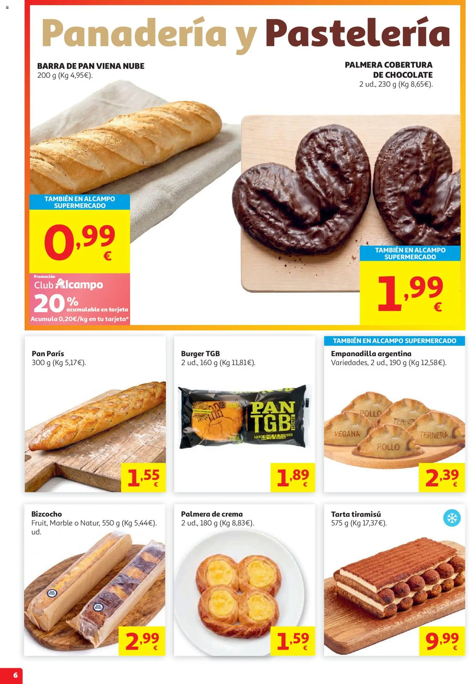 Alcampo HG Unico Litoral │ válido desde el 15/07/2026 | Página: 6 | Productos: Pan, Chocolate, Crema, Bizcocho
