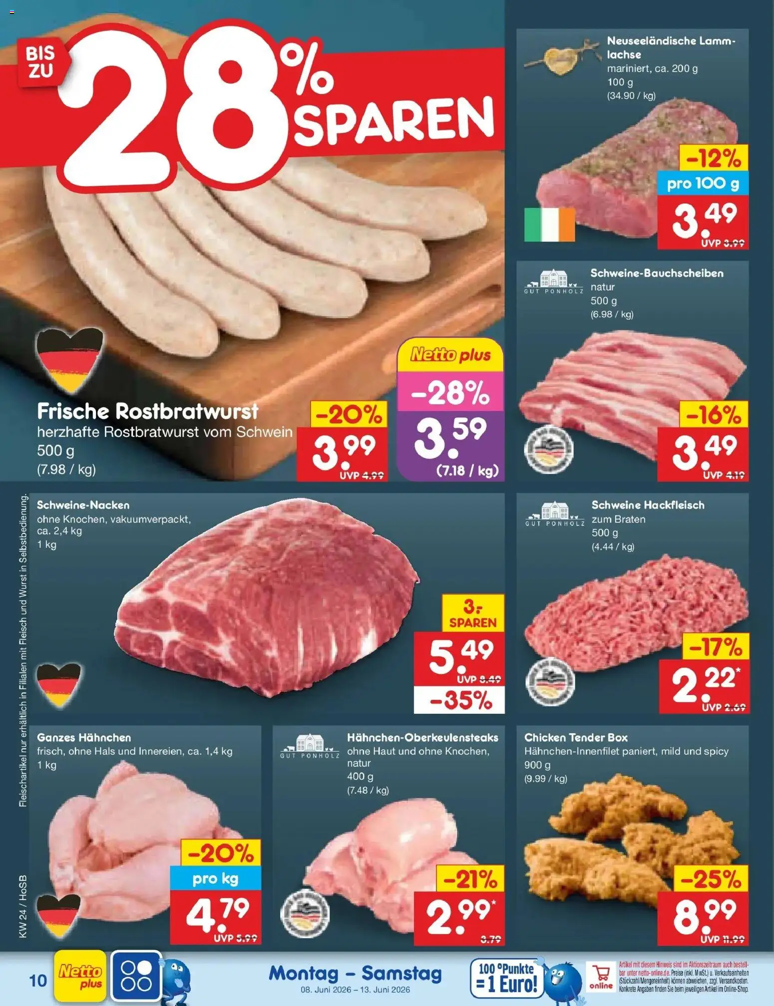 Netto Marken-Discount Prospekt Hannover – gültig ab 08.06.2026 | Seite: 16 | Produkte: Hahnchen, Box, Schweinenacken, Hackfleisch