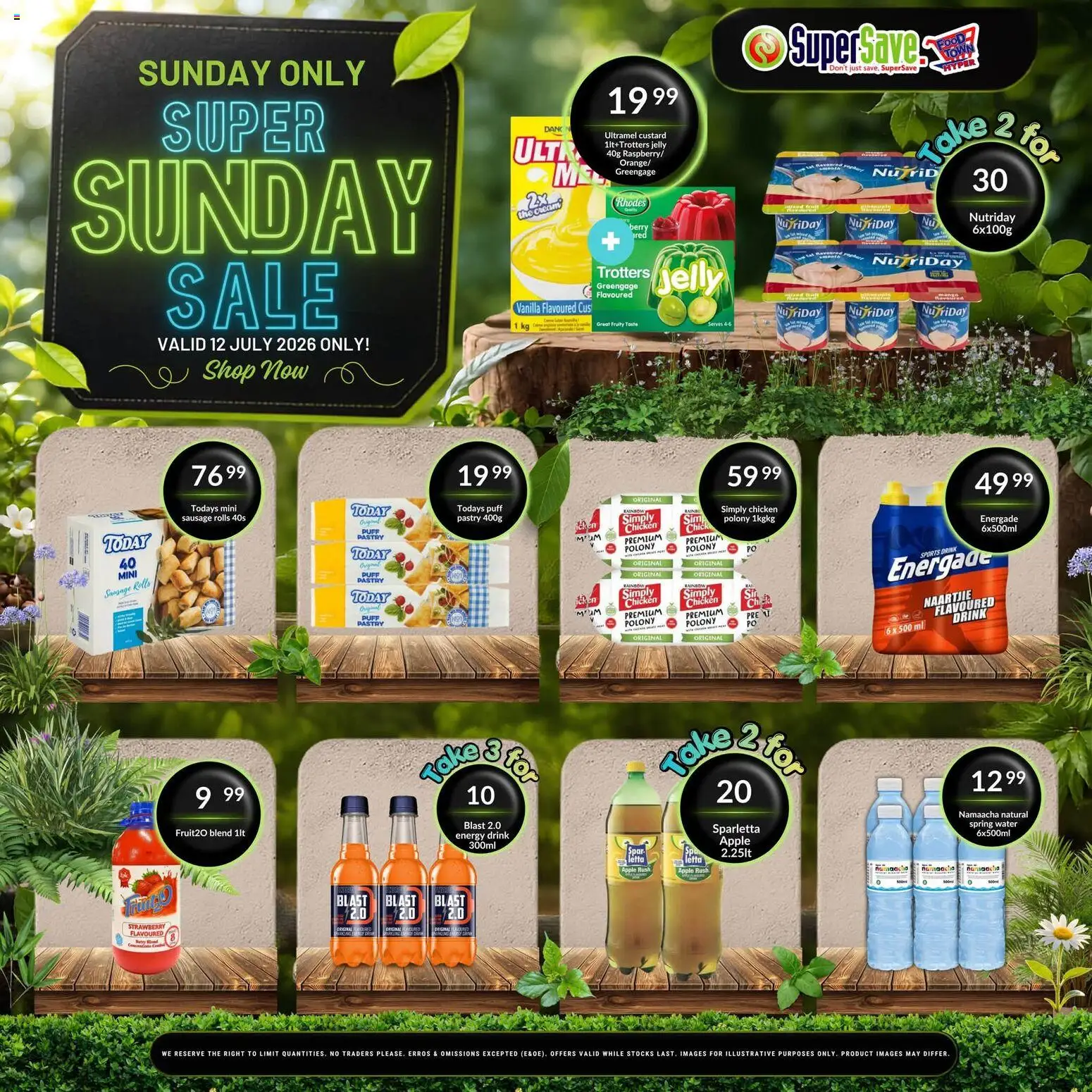New Super Save catalogue – valid from 12/07/2026 | Page: 4 | Products: Custard, Polony, Water, Sausage