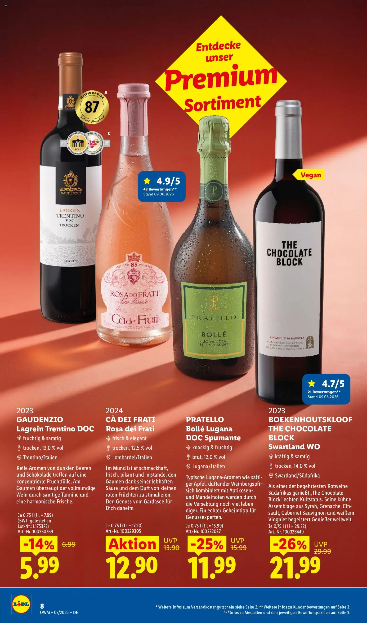 Lidl Německo leták - Wein & Spirituosen od 01.07.2026 | Strana: 8 | Produkty: Vegan, Víno, Cabernet Sauvignon