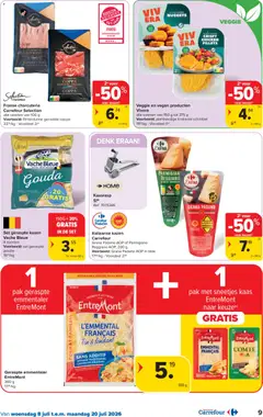 pak met sneetjes kaas EntreMont, EntreMont - Voorbeeld van een folder van Carrefour, geldig van 08/07/2026 | Pagina: 9 | Producten: Schnitzel, Gouda, Kaas