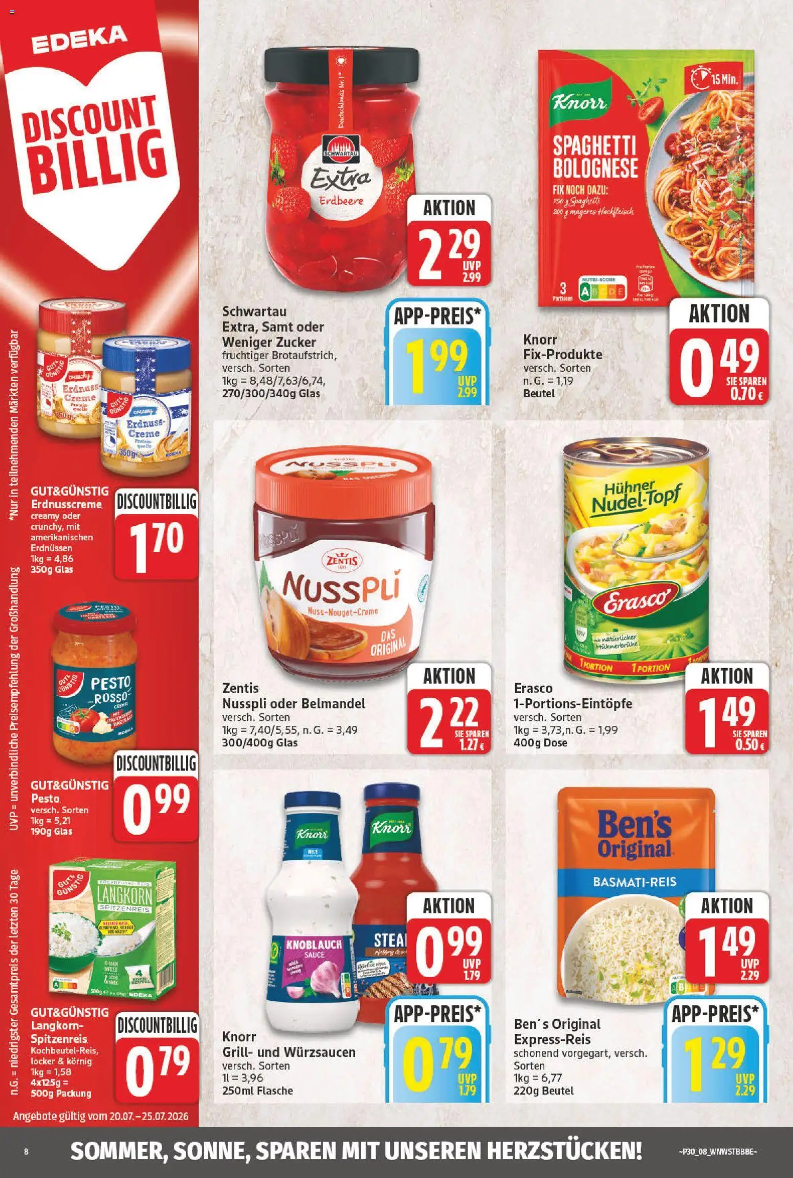 NP Discount Prospekt – gültig ab 20.07.2026 | Seite: 9 | Produkte: Spaghetti, Knorr, Zucker, Hackfleisch