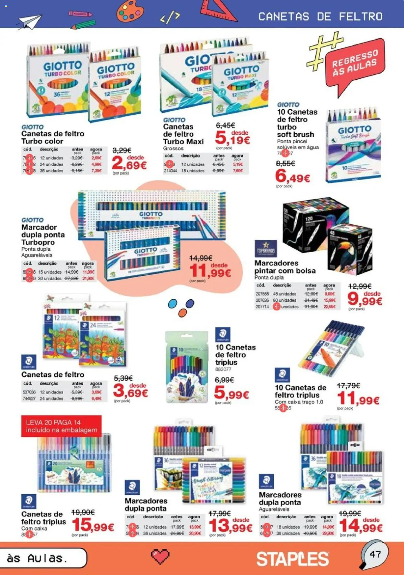 Staples Regresso às Aulas 2026 │ válido de 17/08/2026 | Página: 47 | Produtos: Agua, Bolsa, Pincel, Caixa