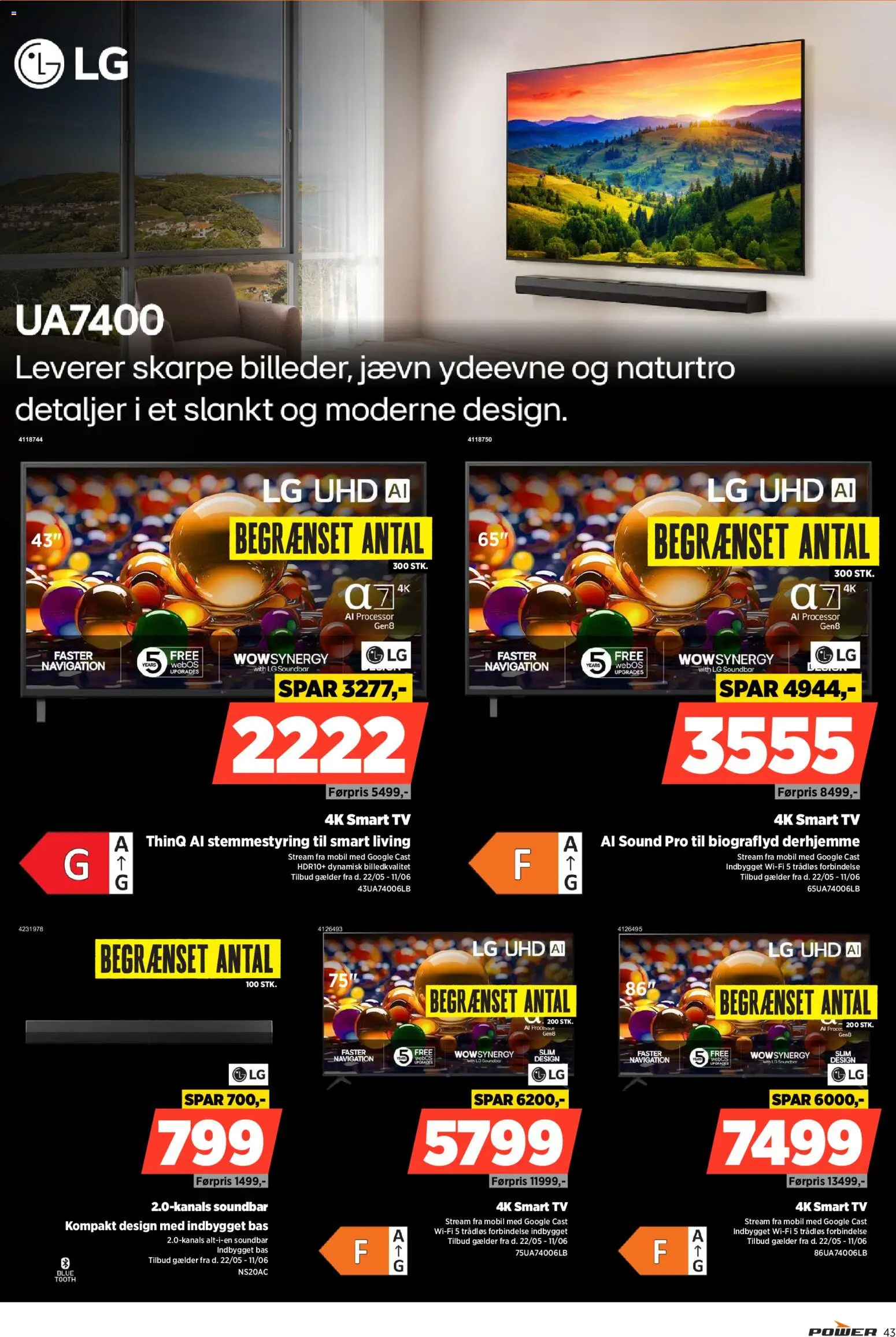 Power tilbudsavis – gyldig fra 22.05.2026 | Side: 43 | Produkter: Processor, Soundbar, Smart TV, TV
