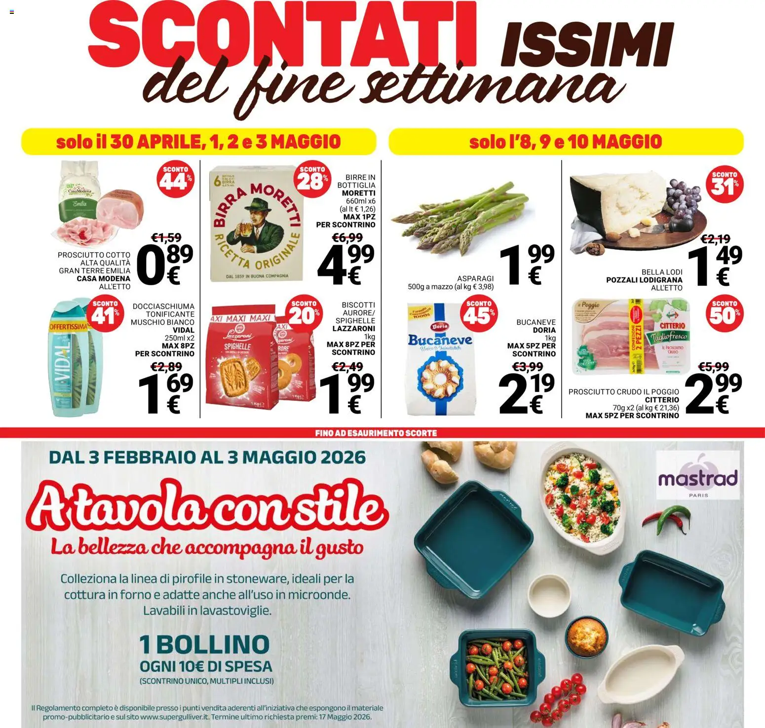 Volantino Gulliver del 02.05.2026 | Pagina: 40 | Prodotti: Prosciutto Crudo, Prosciutto Cotto, Birra, Biscotti