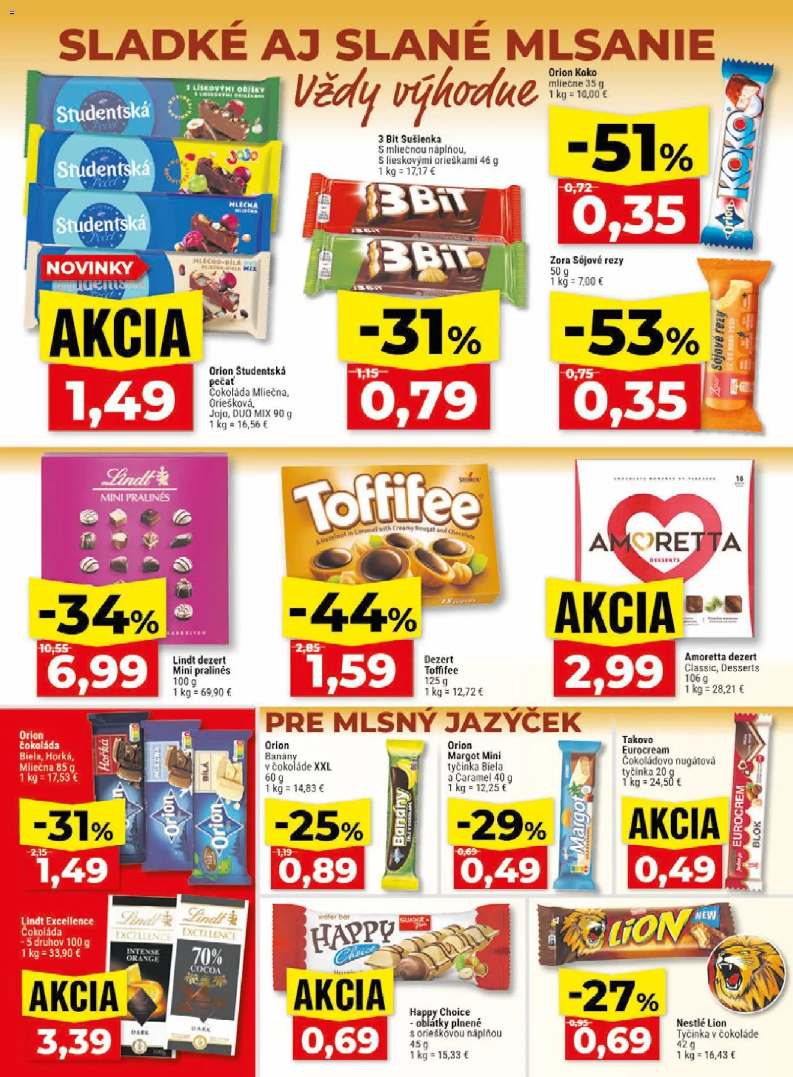 Nové Klas akcie – leták je platný od 20.07.2026 | Strana: 17 | Produkty: Lindt, Čokoláda, Toffifee, Oblátky