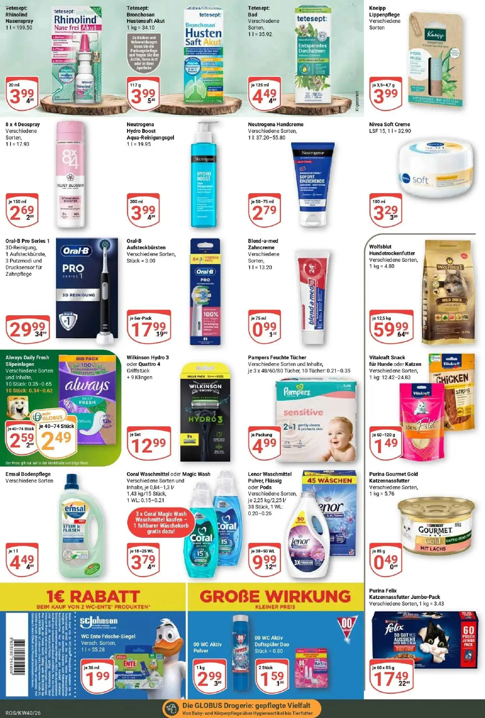 Globus Prospekt Lambrechtshagen (ab 28.09.2026) » Angebote online | Seite: 19 | Produkte: Pampers, Lachs, Saft, Purina gourmet gold