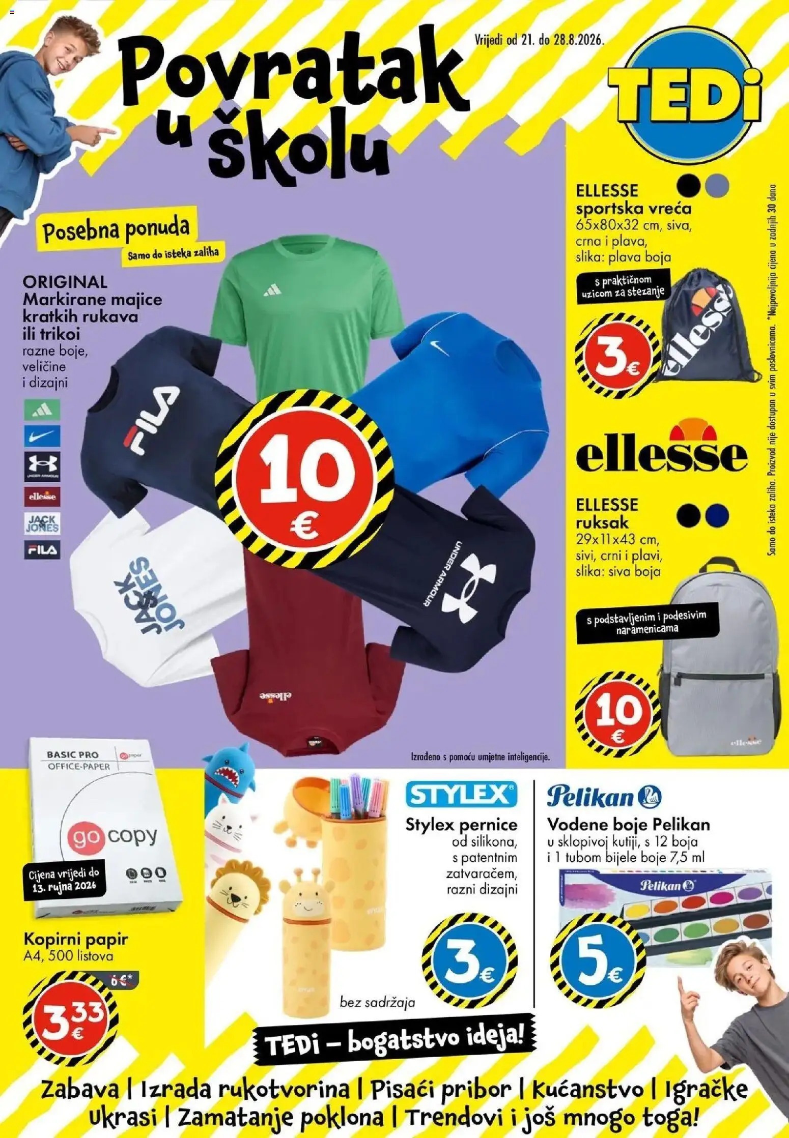 TEDi Katalog novi od 21.08.2026 na listanje > letak digitalni | Stranica: 1 | Proizvodi: Vodene boje, Ruksak, Igračke