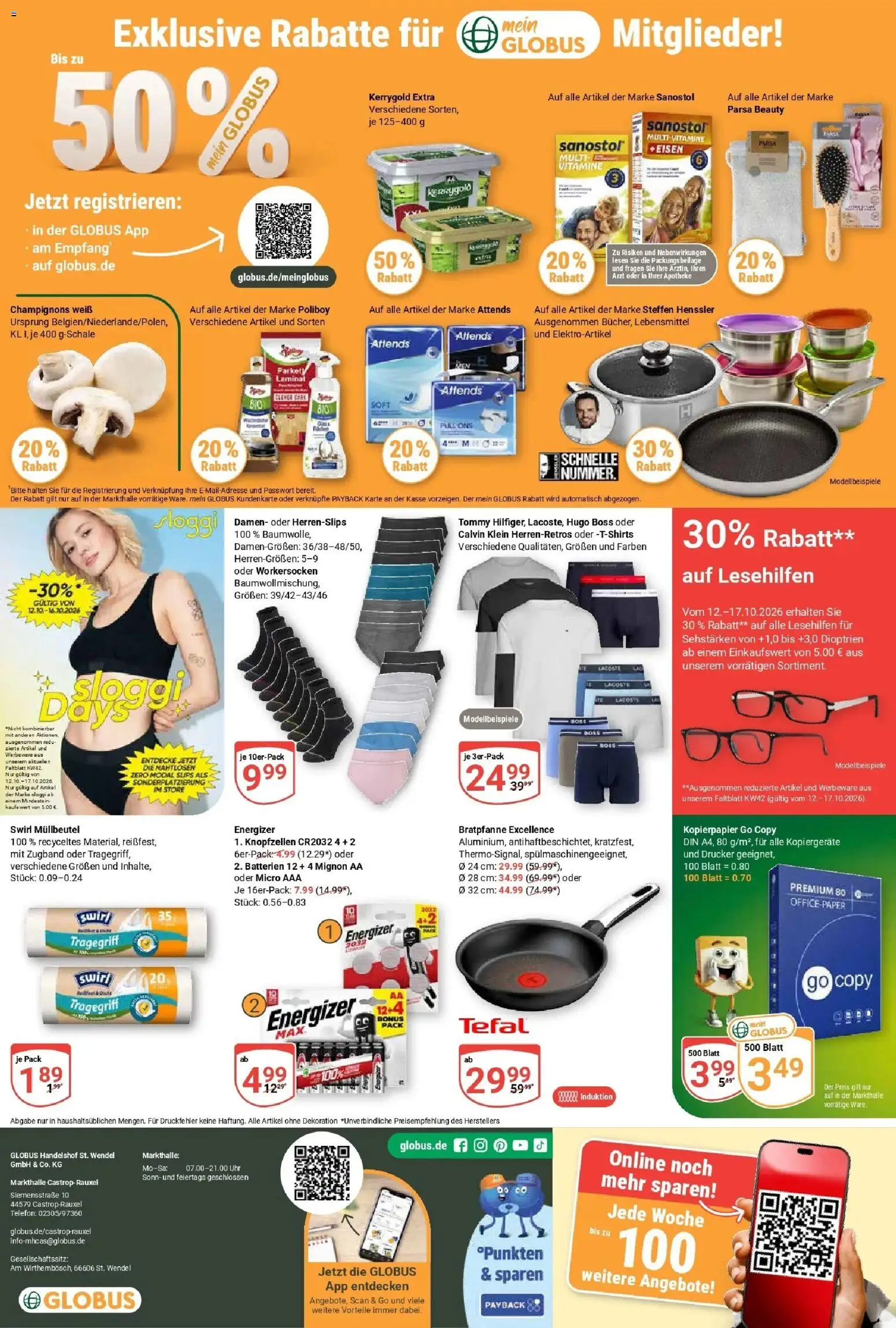 Globus Prospekt Castrop-Rauxel (ab 12.10.2026) » Angebote online | Seite: 25 | Produkte: Batterien, Hugo, Uhr, Drucker