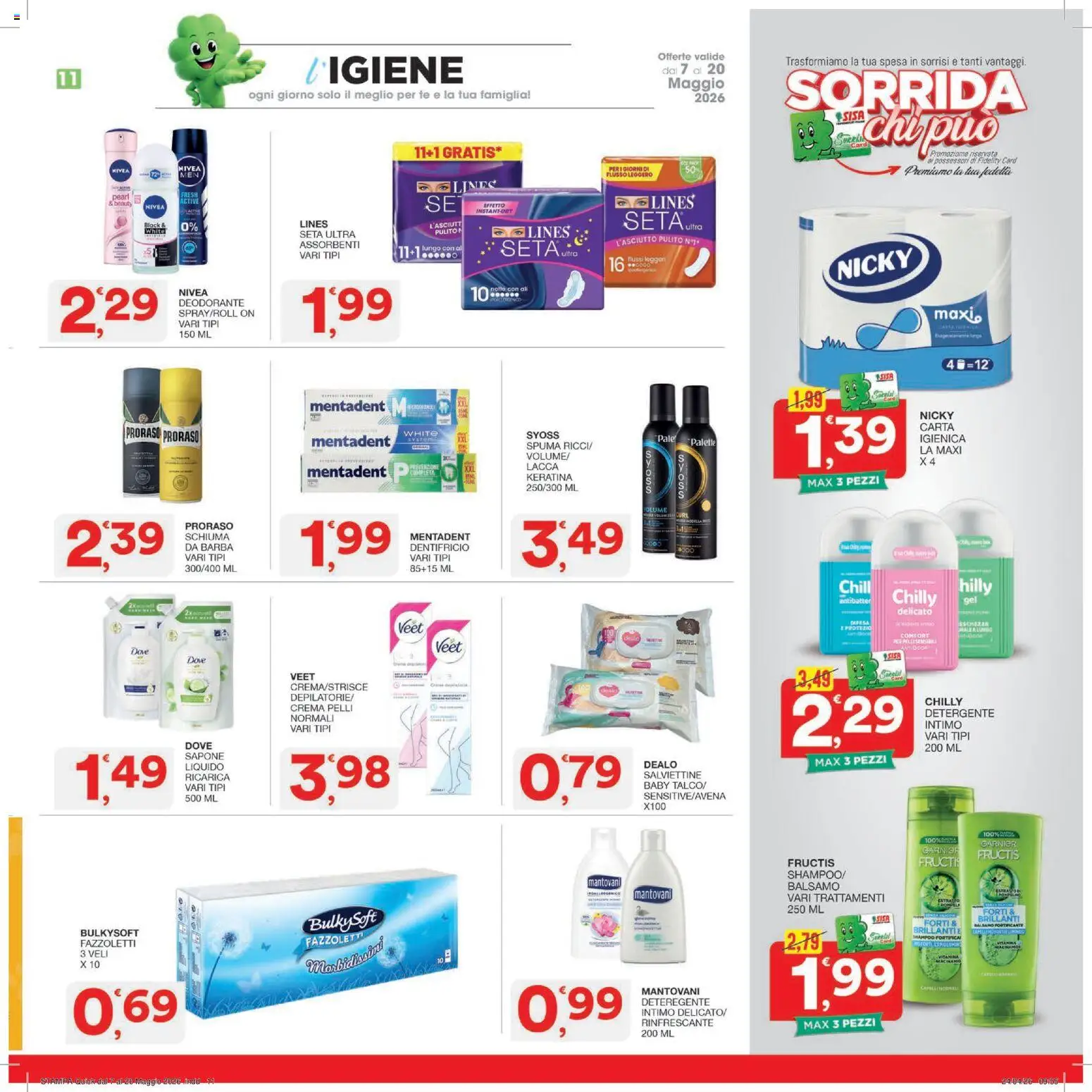 Volantino SISA del 07.05.2026 | Pagina: 11 | Prodotti: Crema, Detergente, Tè, Intimo