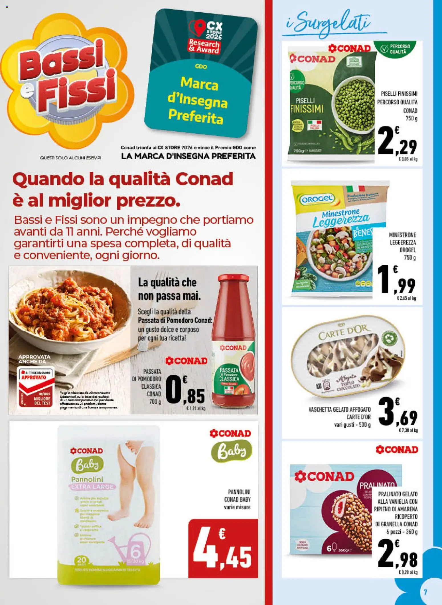 Volantino Conad del 09/09/2026 | Pagina: 7 | Prodotti: Pannolini, Pomodoro, Passata di pomodoro, Amarena