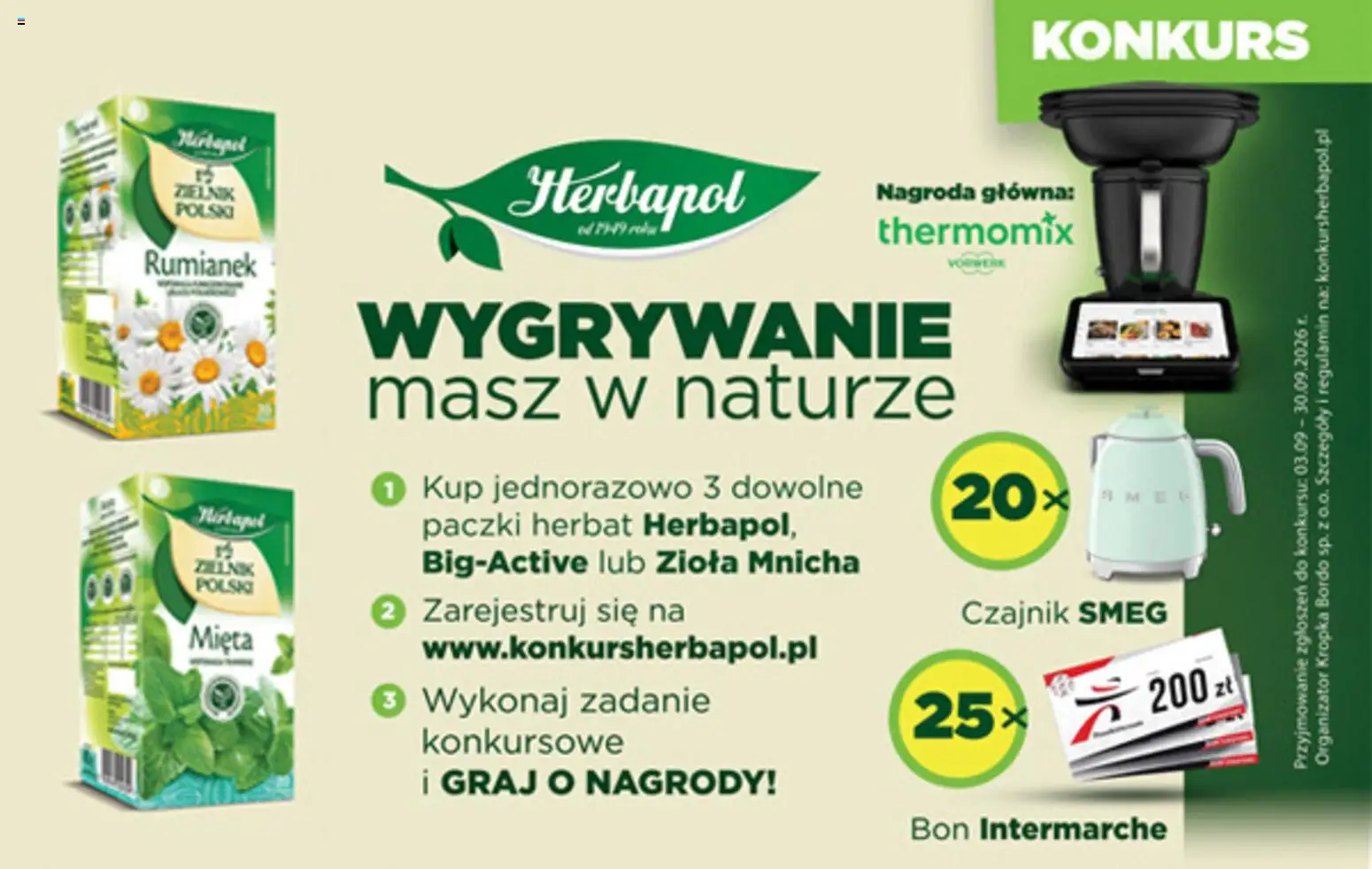 Intermarche konkurs - Wygrywanie masz w naturze od 03.09.2026 | Strona: 1 | Produkty: Rumianek, Pączki, Mięta, Zioła
