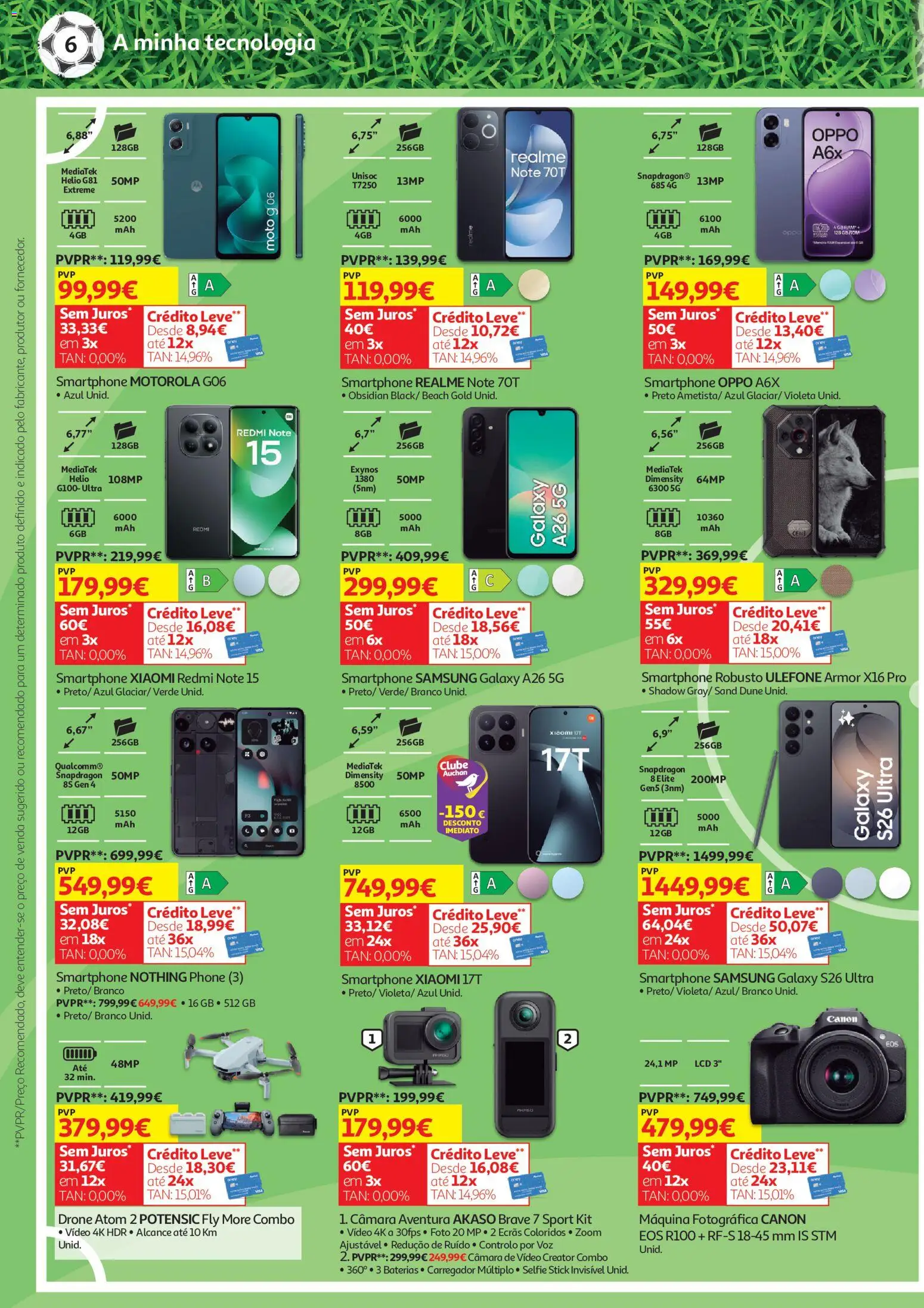 Auchan - Tecno Mundial │ válido de 16.06.2026 | Página: 6 | Produtos: Smartphone, Vídeo, Drone, Máquina fotográfica