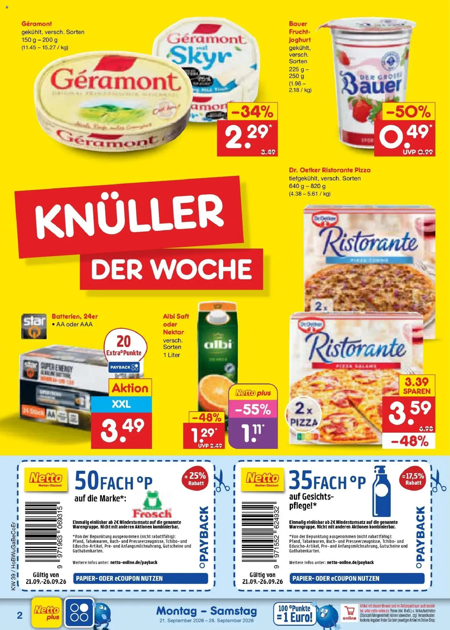 Netto Marken-Discount Prospekt Naumburg – gültig ab 21.09.2026 | Seite: 2 | Produkte: Ristorante, Energy, Skyr, Saft