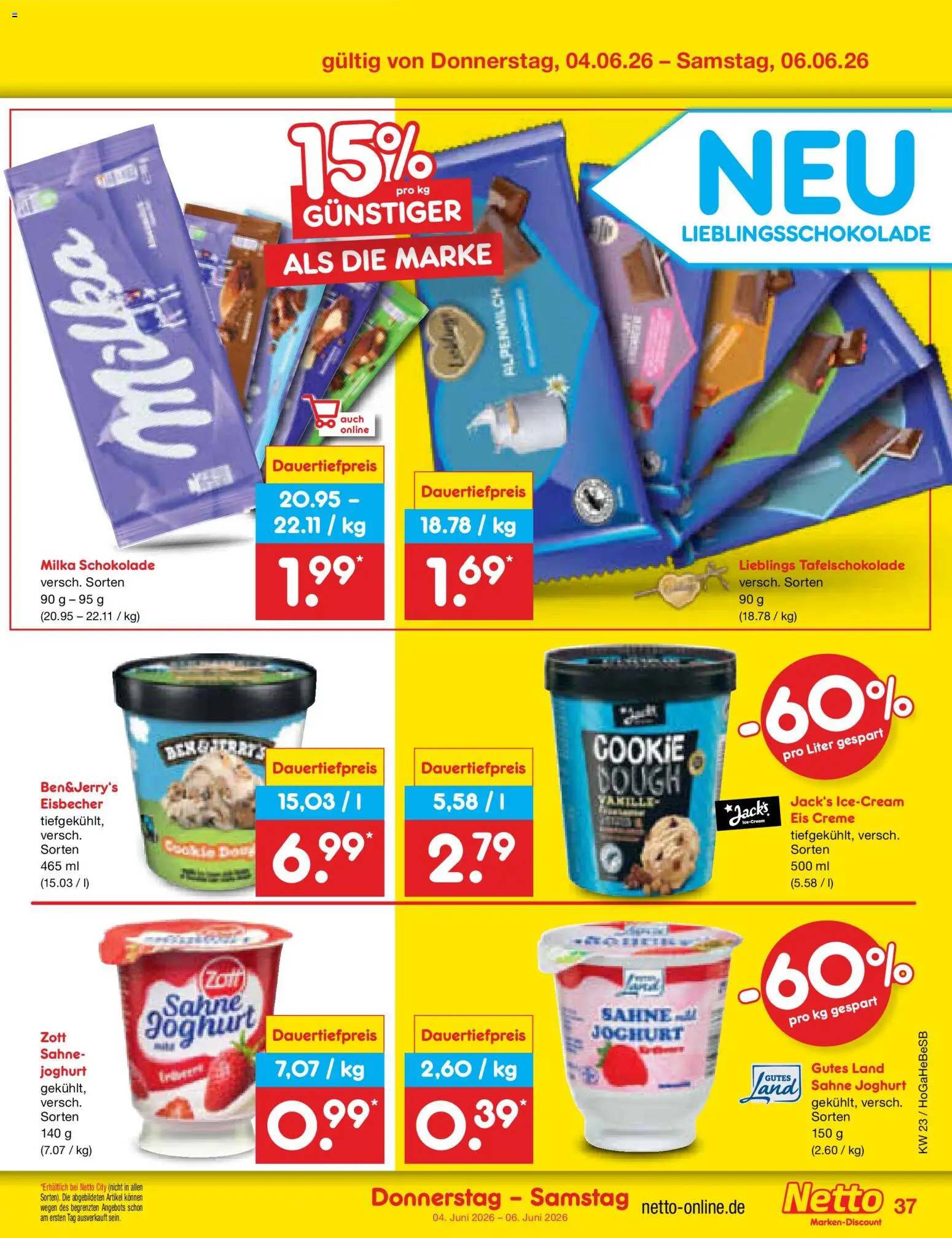 Netto Marken-Discount Prospekt – gültig ab 01.06.2026 | Seite: 51 | Produkte: Joghurt, Milka schokolade, Milka, Creme
