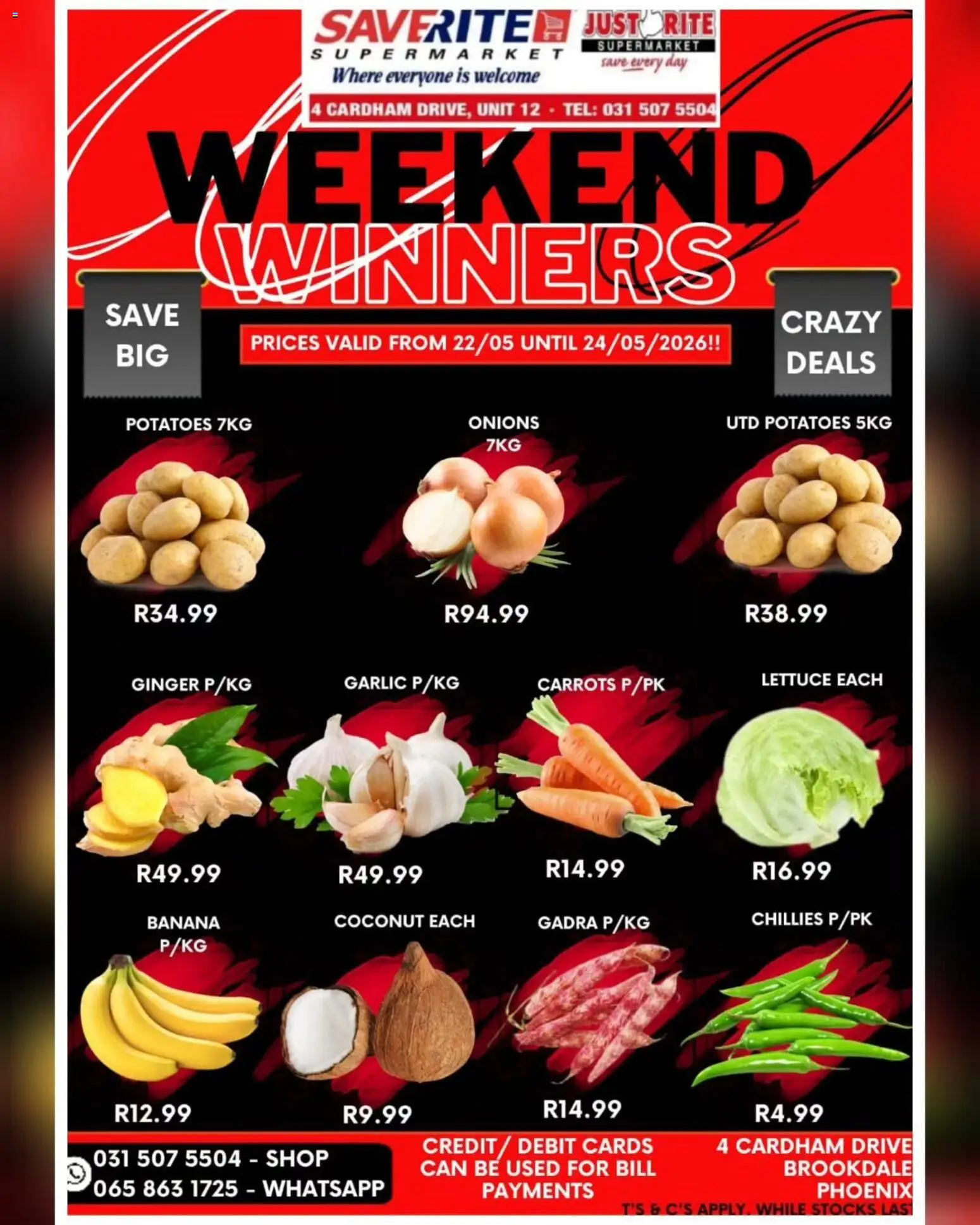 New Saverite catalogue – valid from 22.05.2026 | Page: 1 | Products: Carrots, Potatoes, Garlic, Lettuce