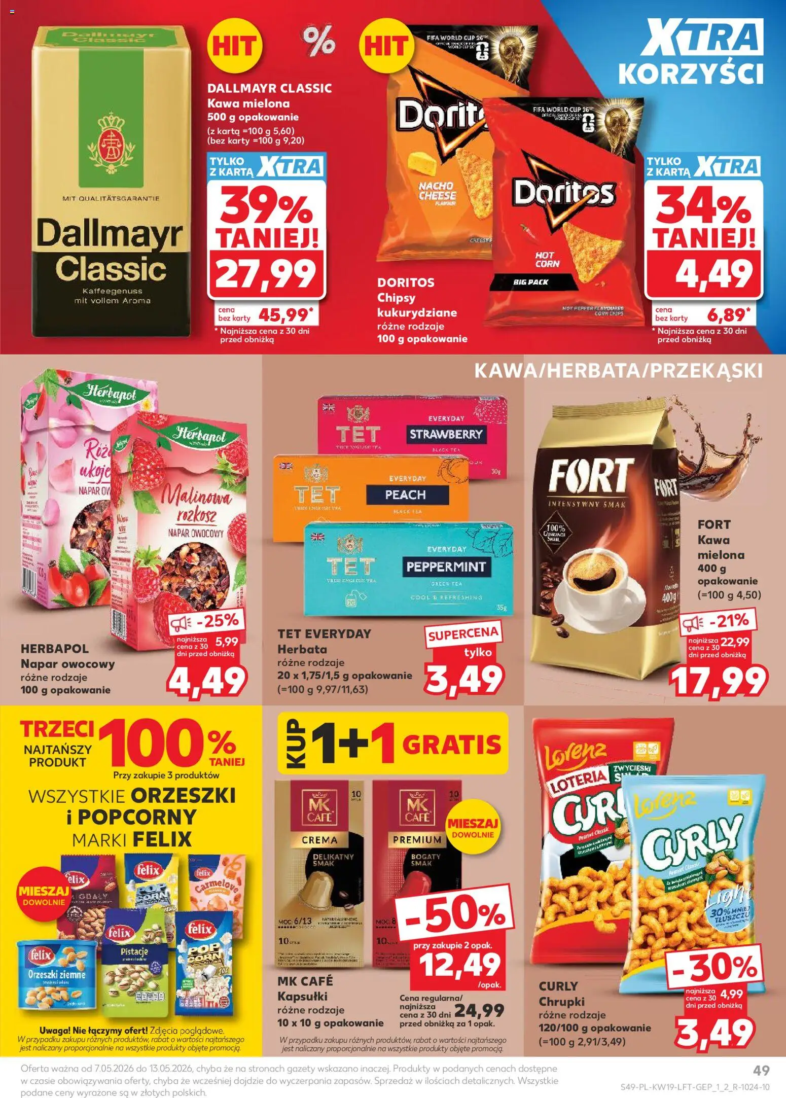 Kaufland Polsko leták od 07.05.2026 | Strana: 49 | Produkty: Felix, Doritos, Crema, Karty