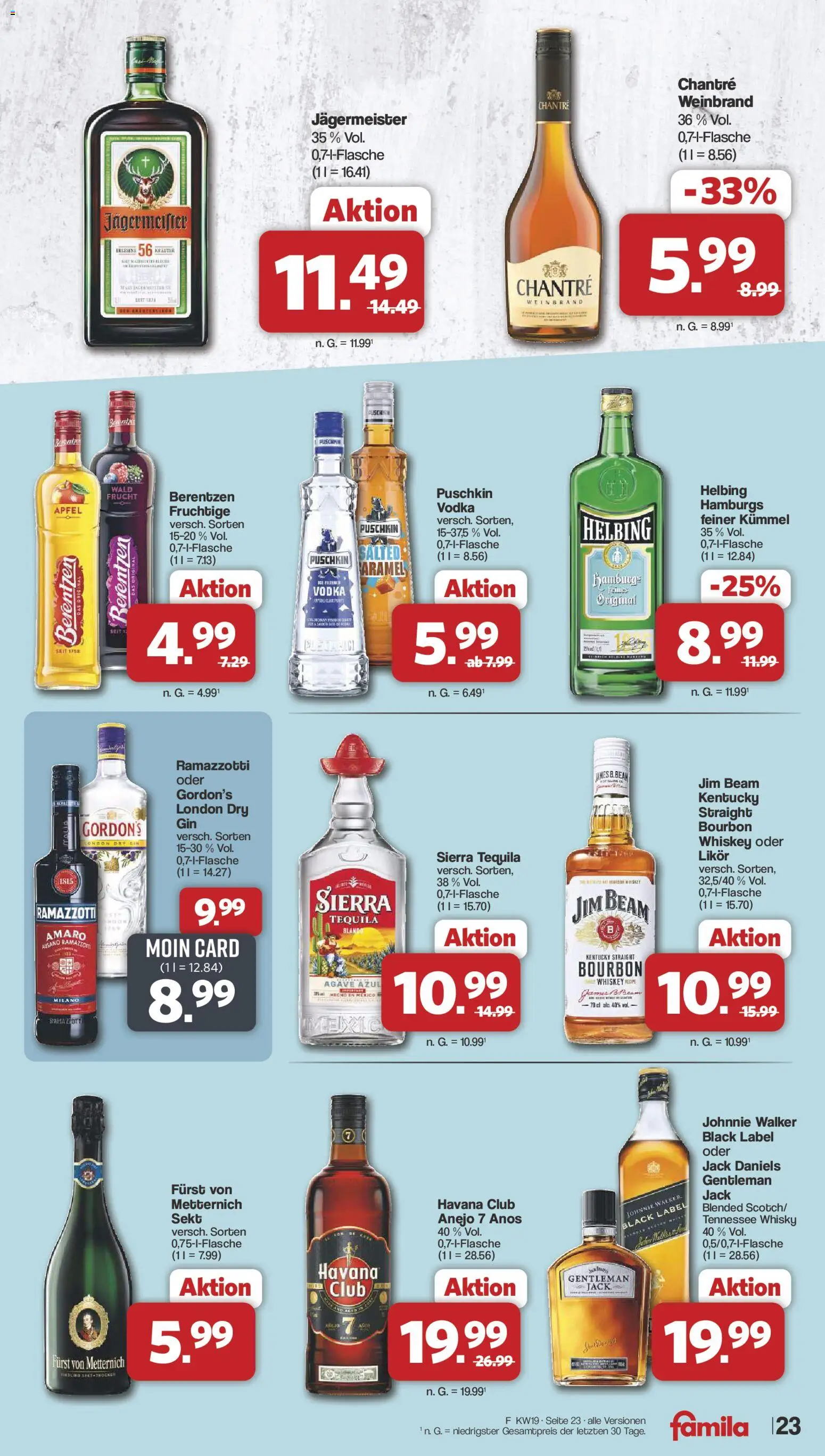 Famila Nordwest Prospekt 	 – gültig ab 04.05.2026 | Seite: 23 | Produkte: Havana club, Tequila, Bourbon, Ramazzotti