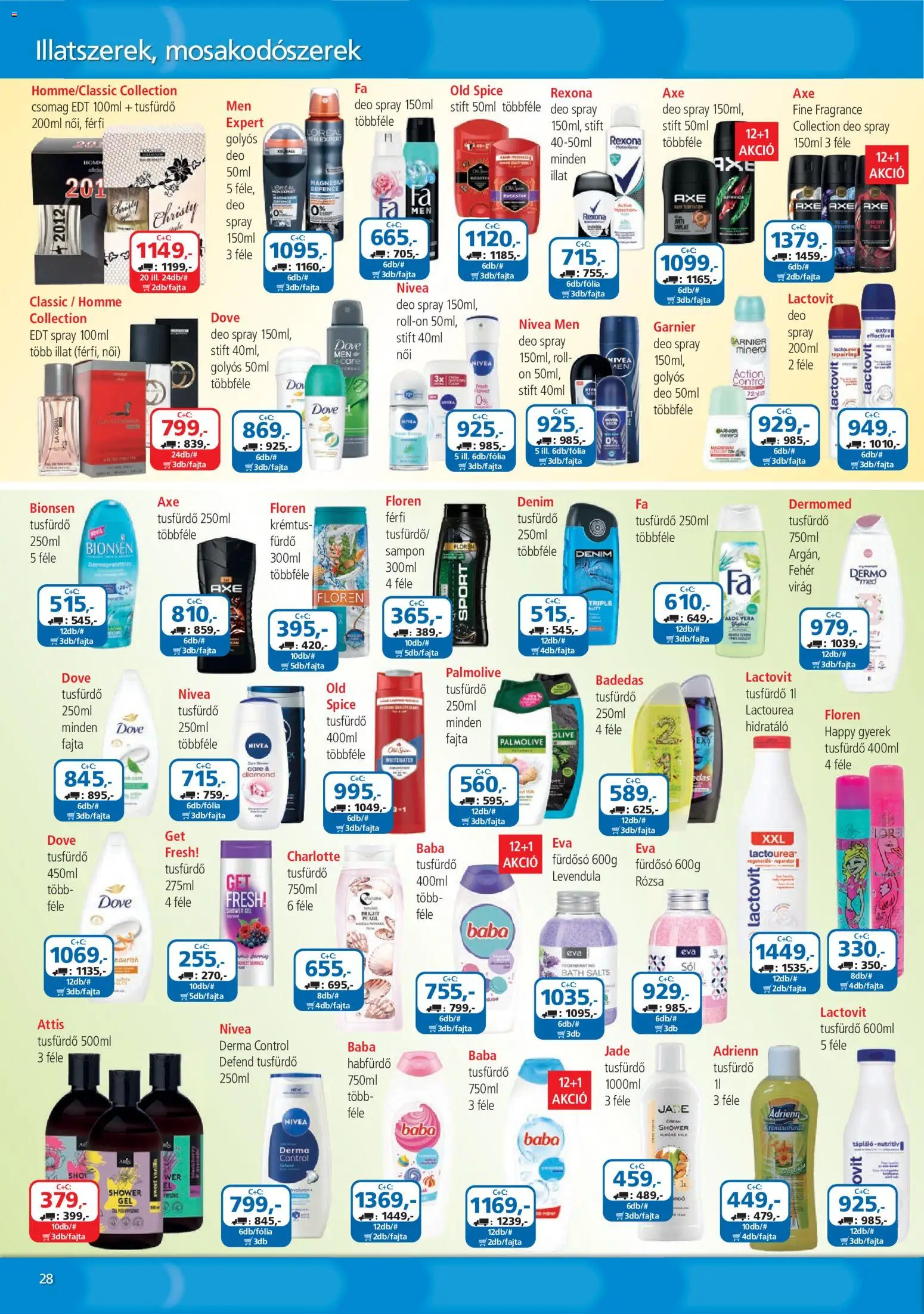 ÁRKLUB akciós ujság - amely érvényes a következő dátumtól: 2026.07.01. | Oldal: 28 | Termékek: Old spice, Virag, Tusfürdő, Levendula