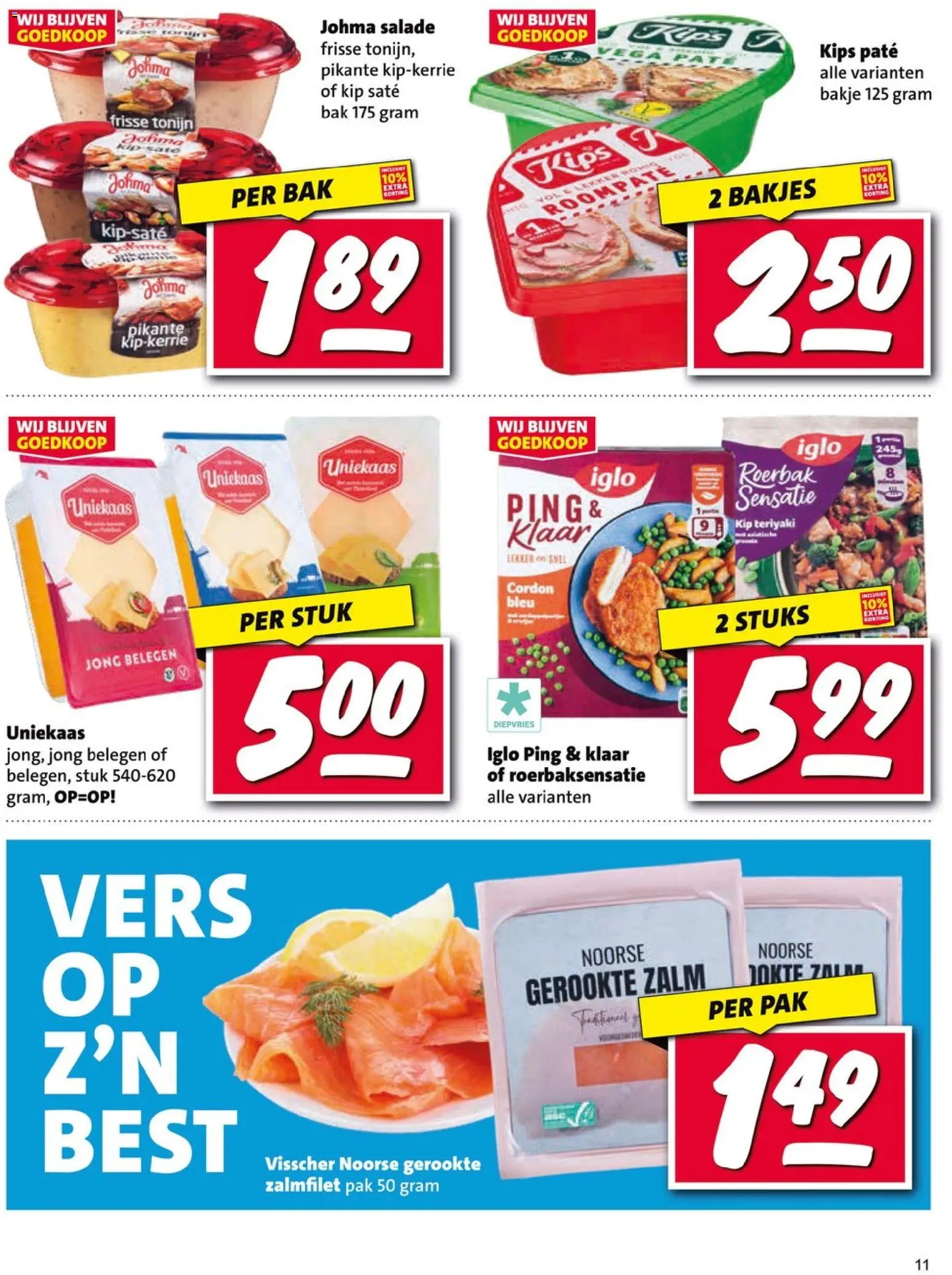 {H1} | Pagina: 11 | Producten: Zalm, Salade, Tonijn, Kip