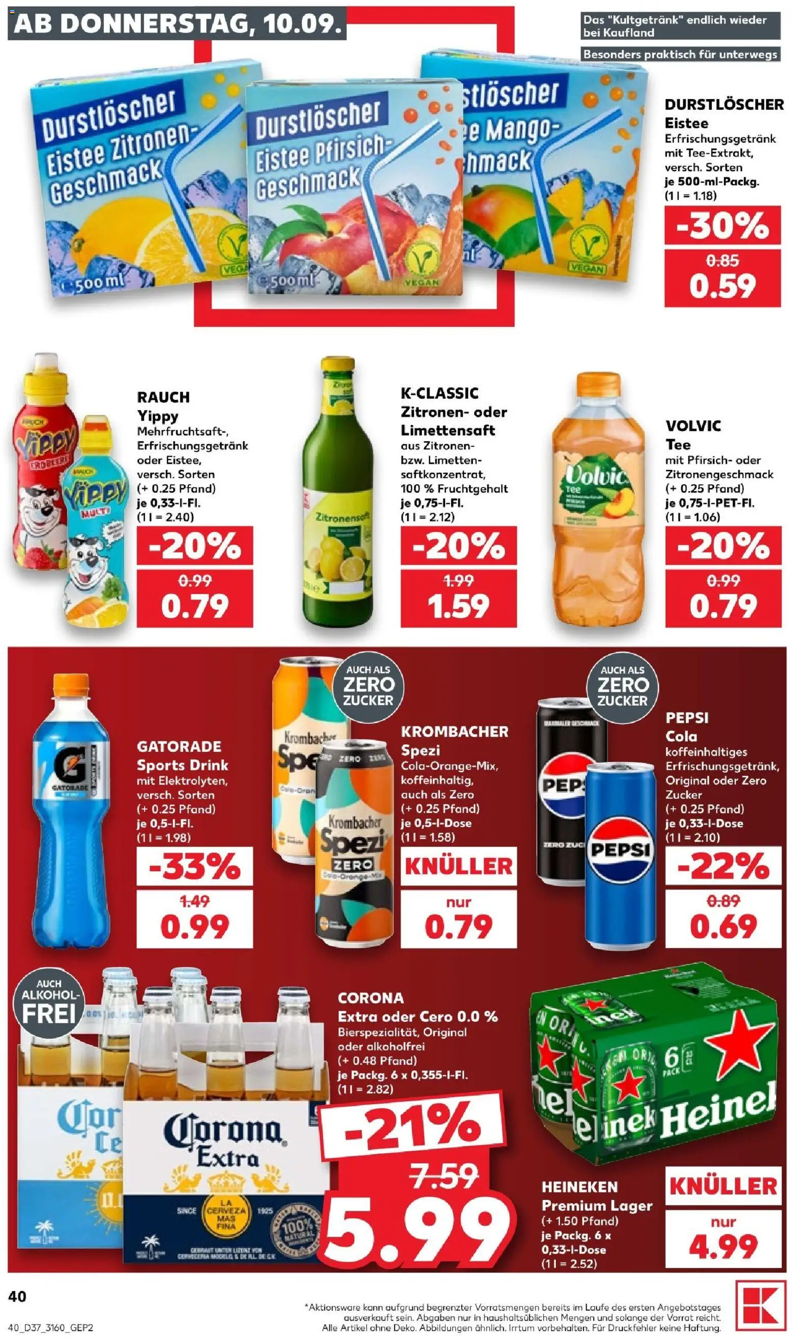 Kaufland Prospekt – gültig ab 10.09.2026 | Seite: 40 | Produkte: Limetten, Fisch, Pfirsich, Zitronen