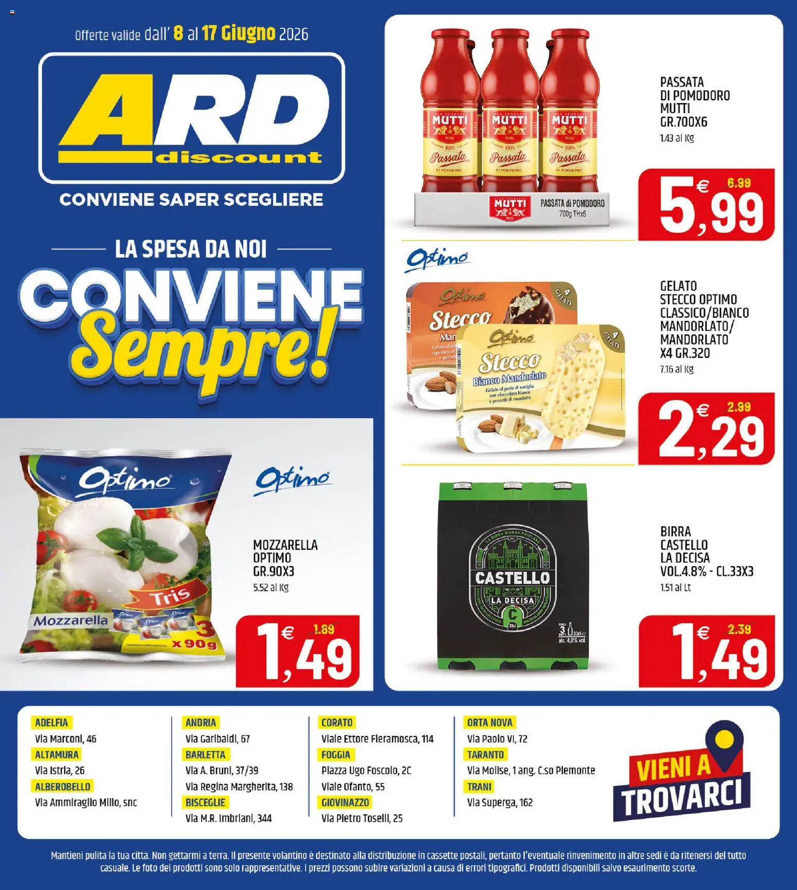 Volantino ARD Discount del 08.06.2026 | Pagina: 24 | Prodotti: Cioccolato, Pomodoro, Passata di pomodoro, Mutti passata