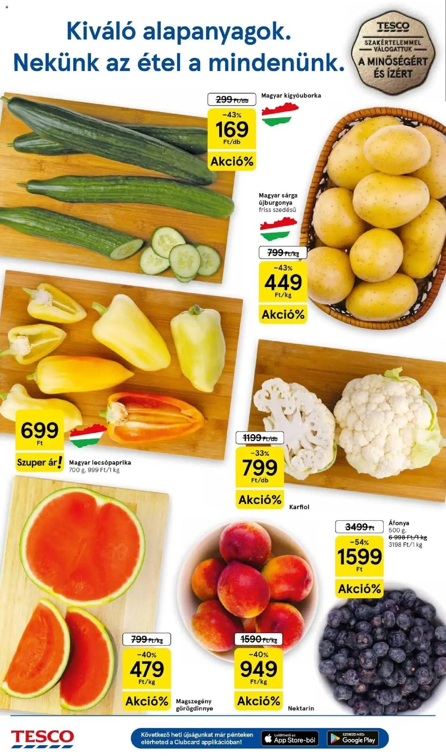 Tesco akciós ujság - amely érvényes a következő dátumtól: 10.06.2026 | Oldal: 2 | Termékek: Nektarin, Görögdinnye, Karfiol, Kígyóuborka