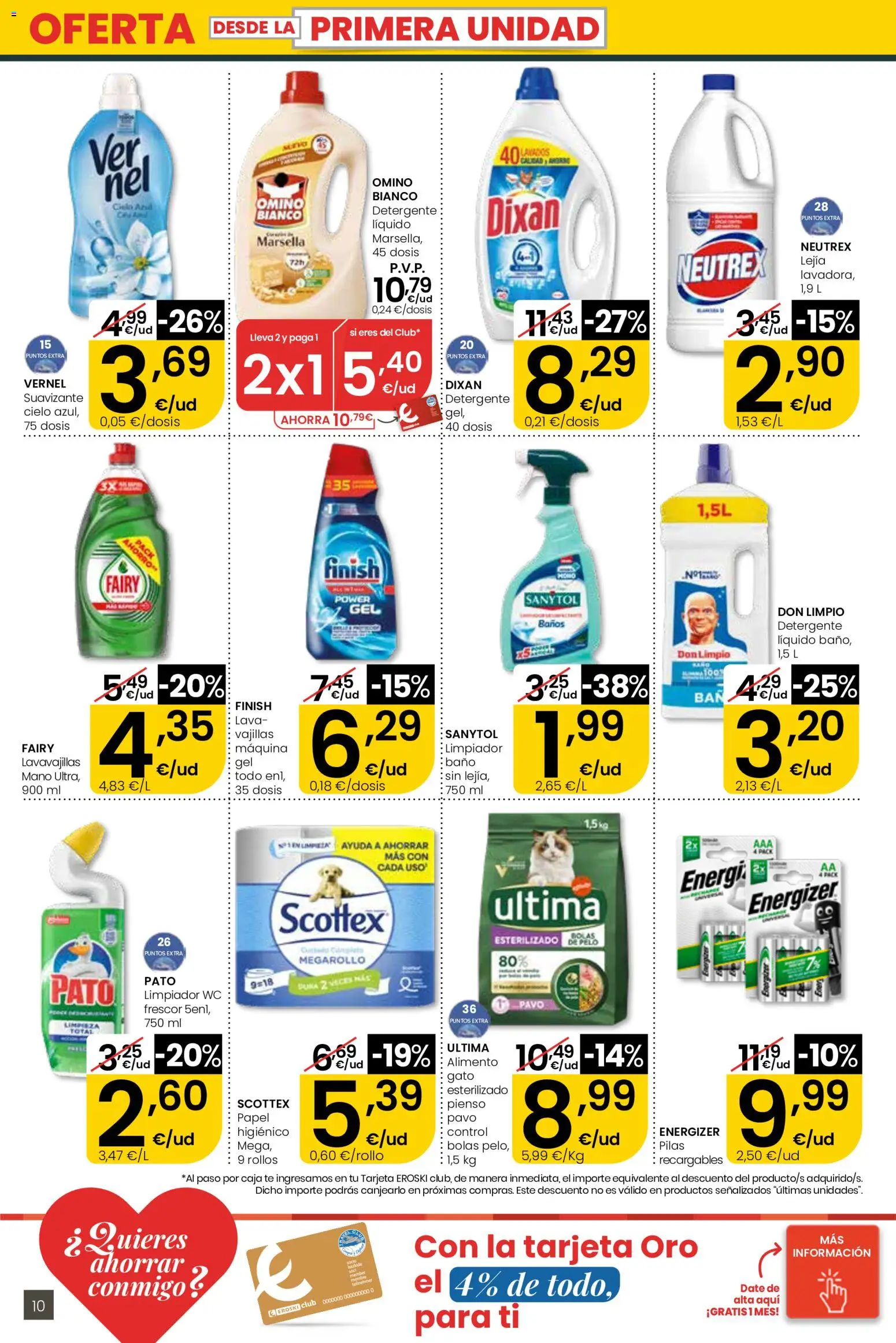 Eroski Quieres ahorrar conmigo │ válido desde el 30.04.2026 | Página: 10 | Productos: Detergente, Suavizante, Lavavajillas, Caja